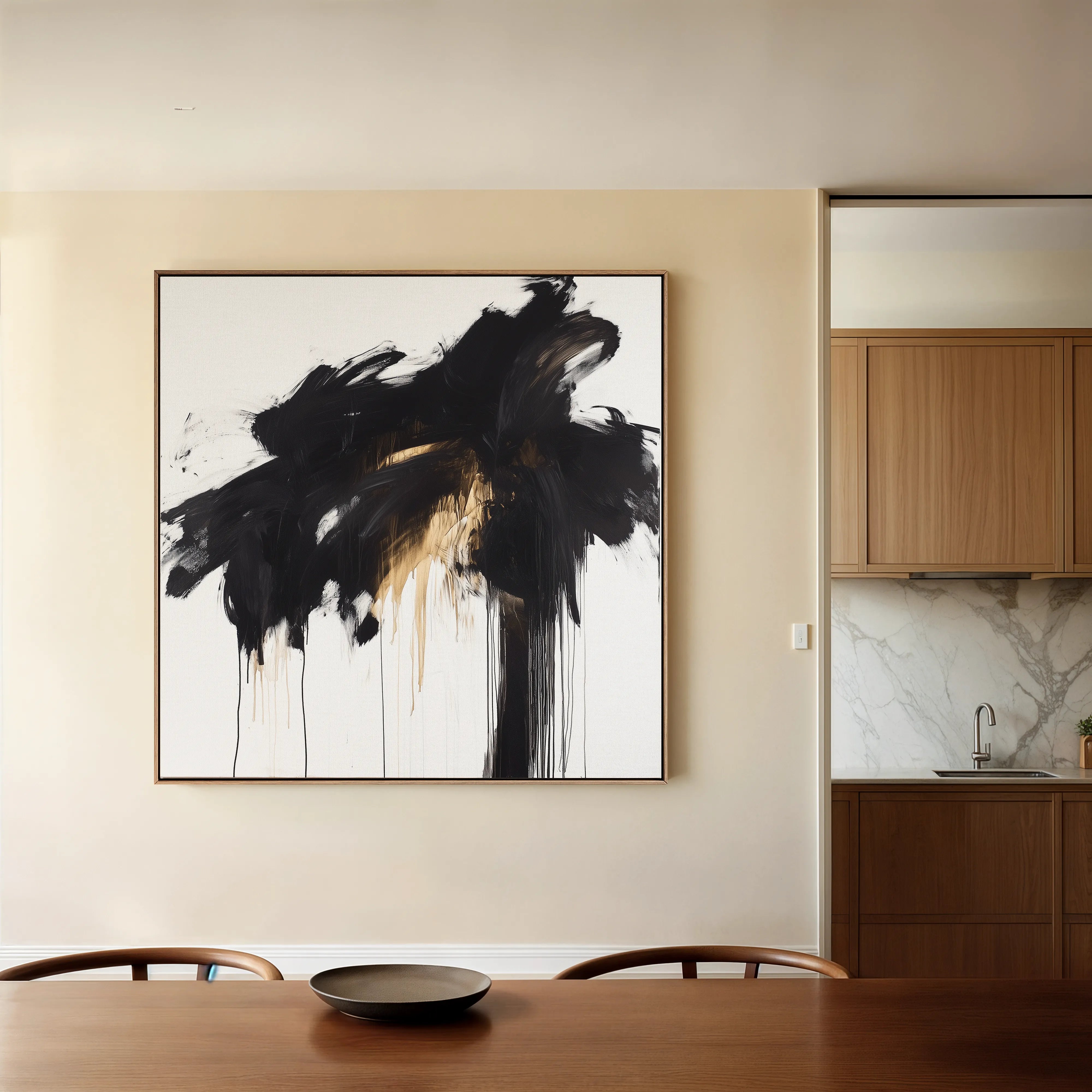 Abstract 1060 Canvas Art 16" x 16" / 40 x 40 cm / Black