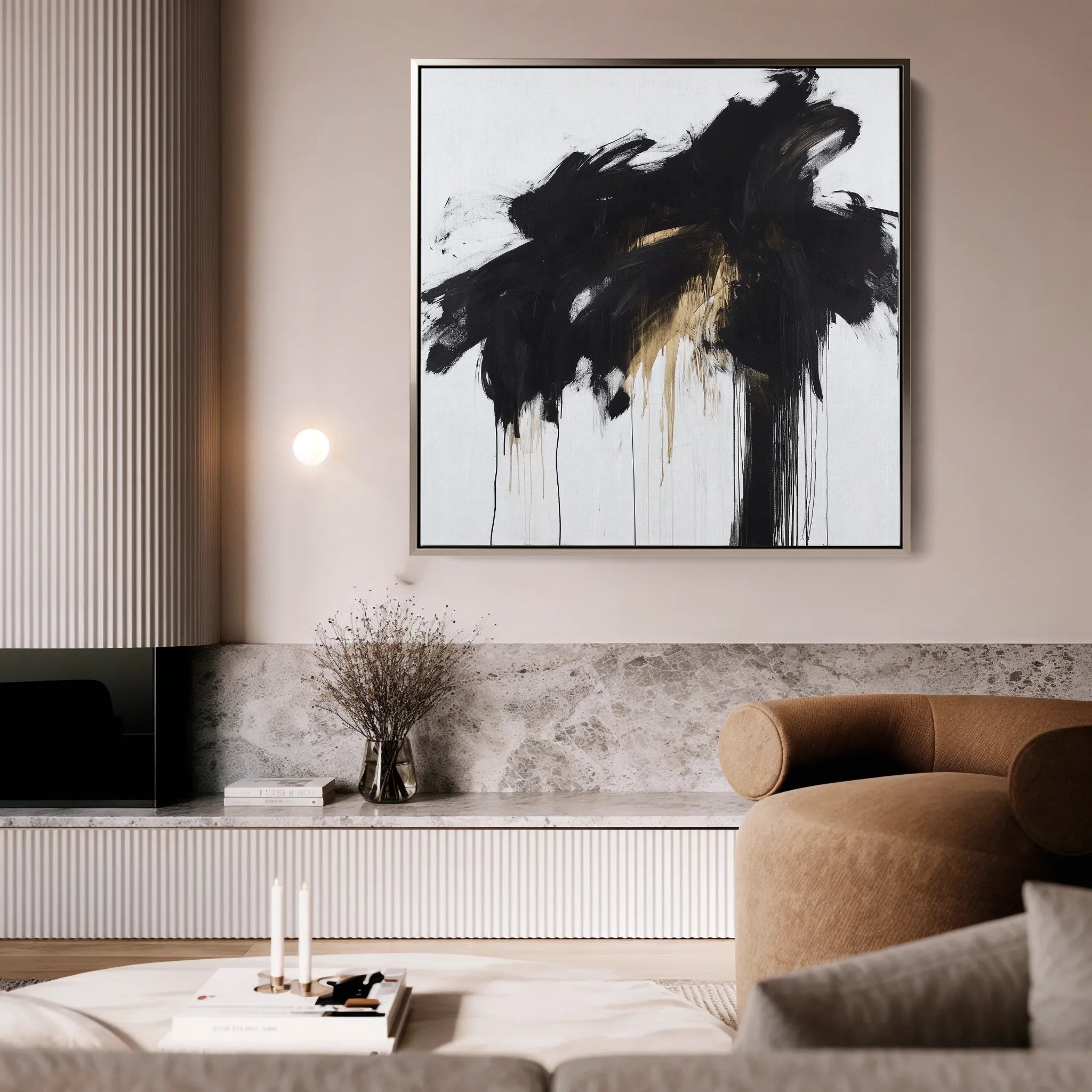 Abstract 1060 Canvas Art 16" x 16" / 40 x 40 cm / Black