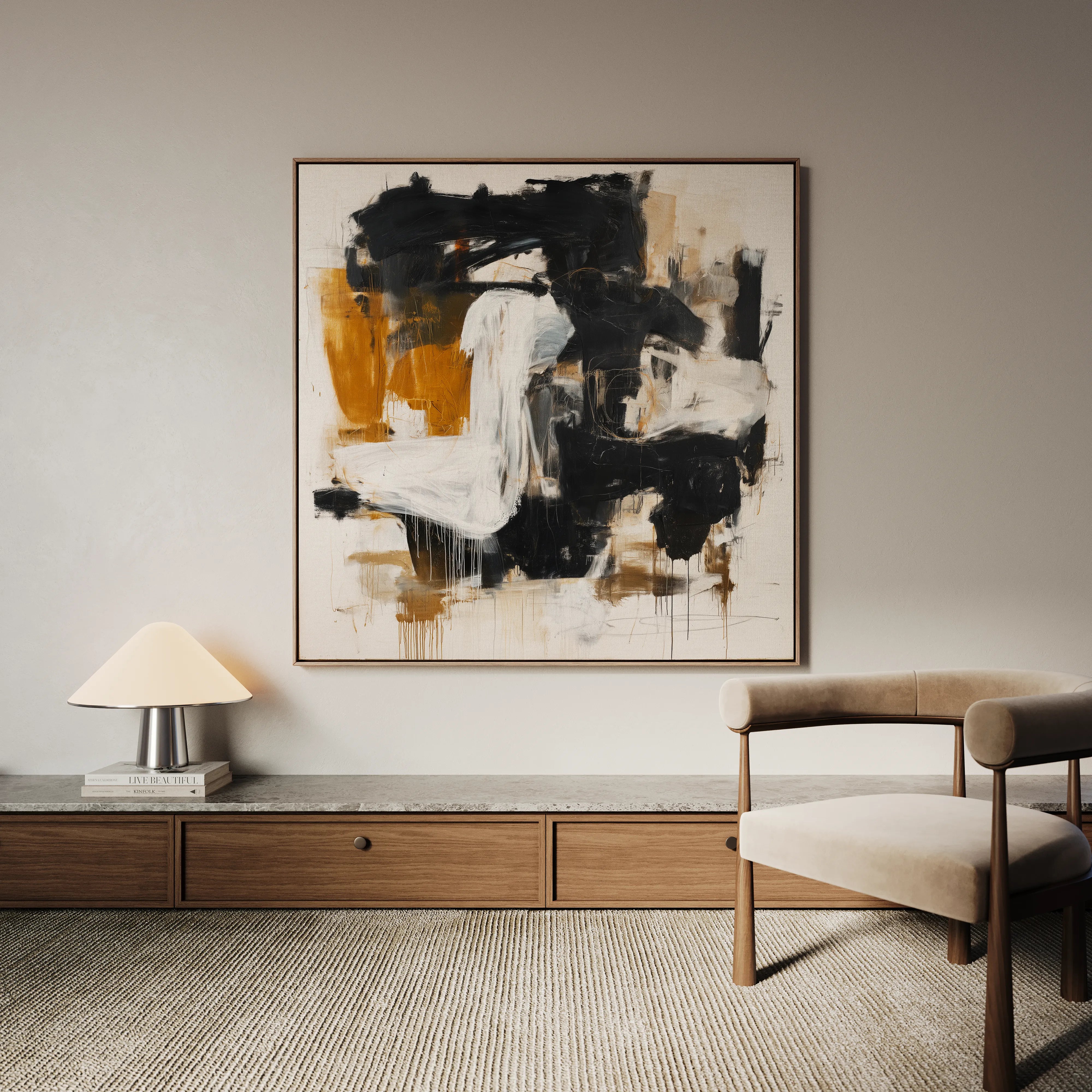 Abstract 1061 Canvas Art 16" x 16" / 40 x 40 cm / Black