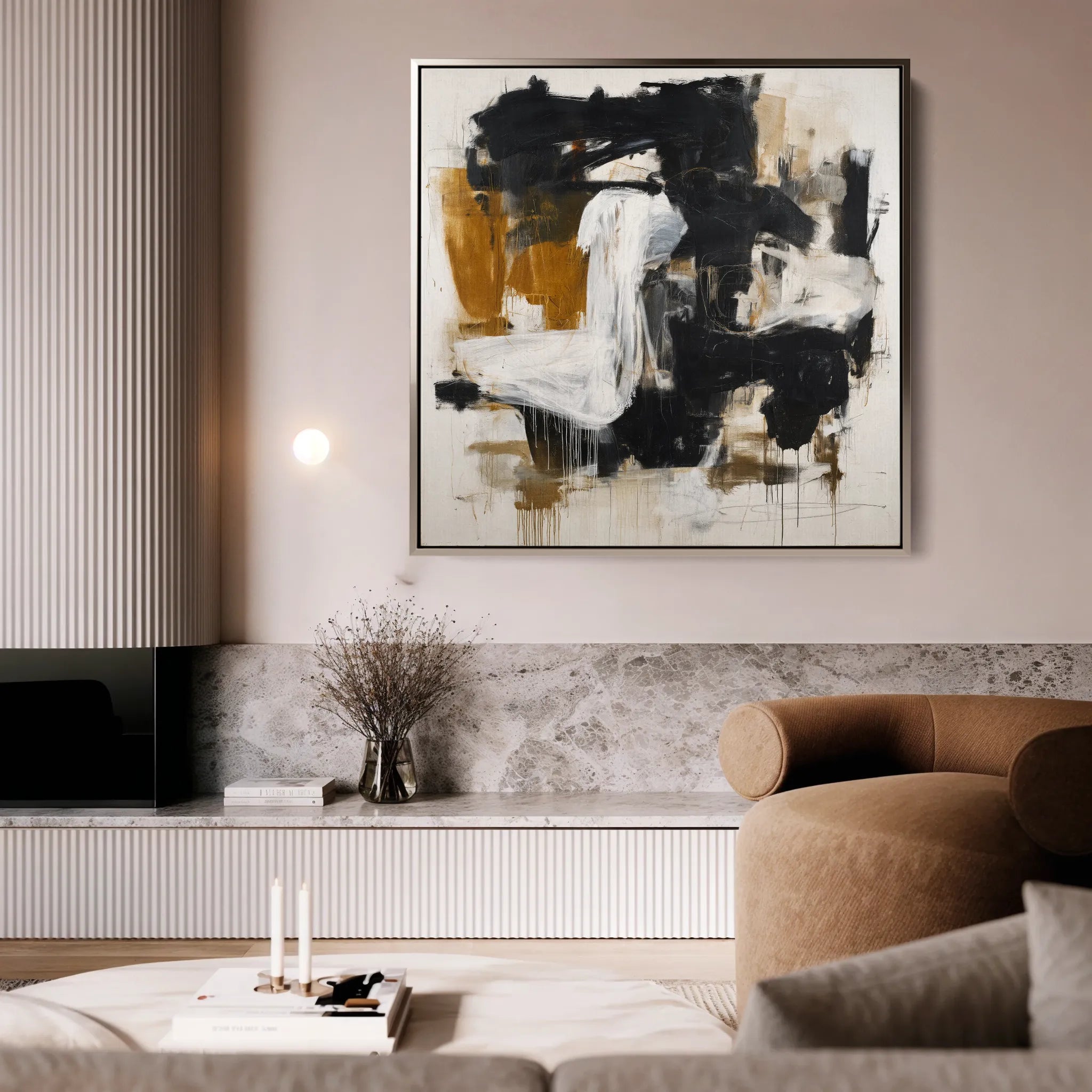 Abstract 1061 Canvas Art 16" x 16" / 40 x 40 cm / Black