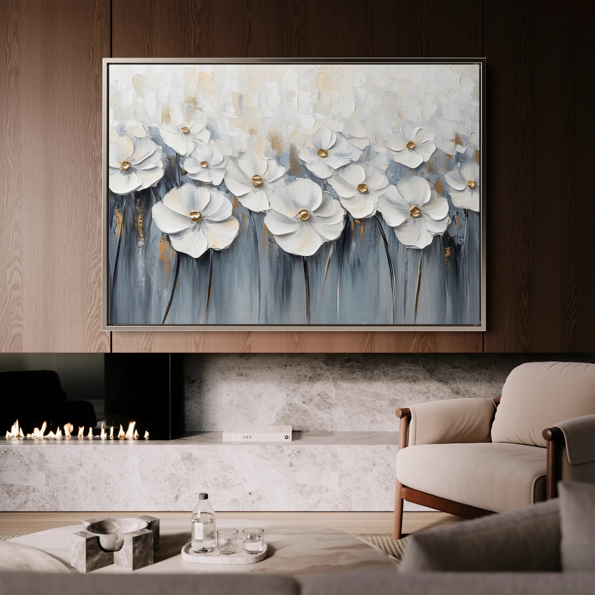 Floral 1064 Canvas Art 18" x 24" / 45 x 60 cm / Black