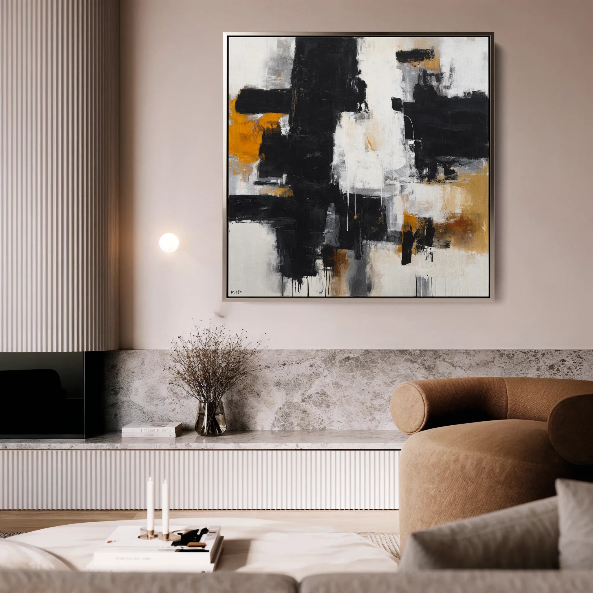 Abstract 1067 Canvas Art 16" x 16" / 40 x 40 cm / Black