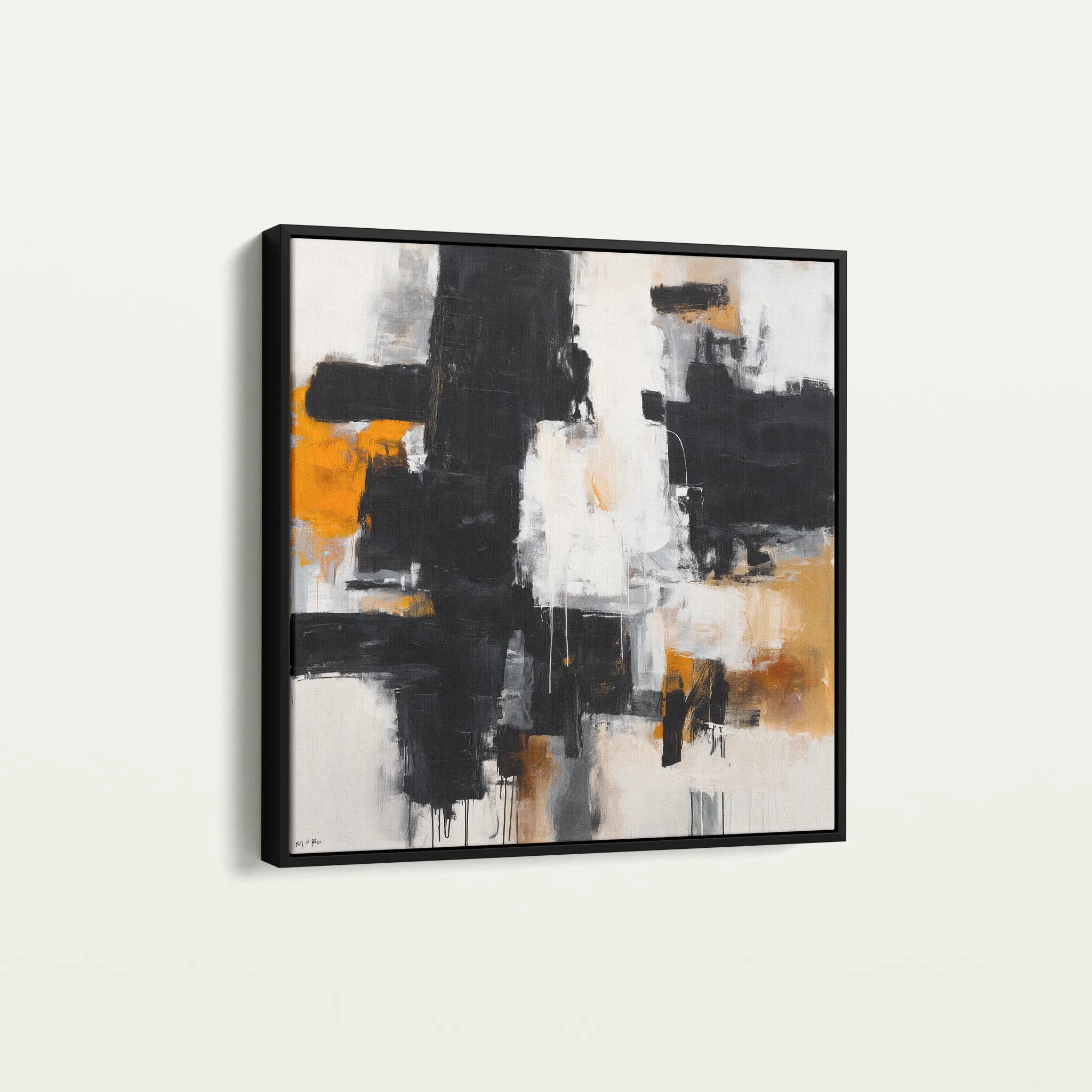 Abstract 1067 Canvas Art 16" x 16" / 40 x 40 cm / Black