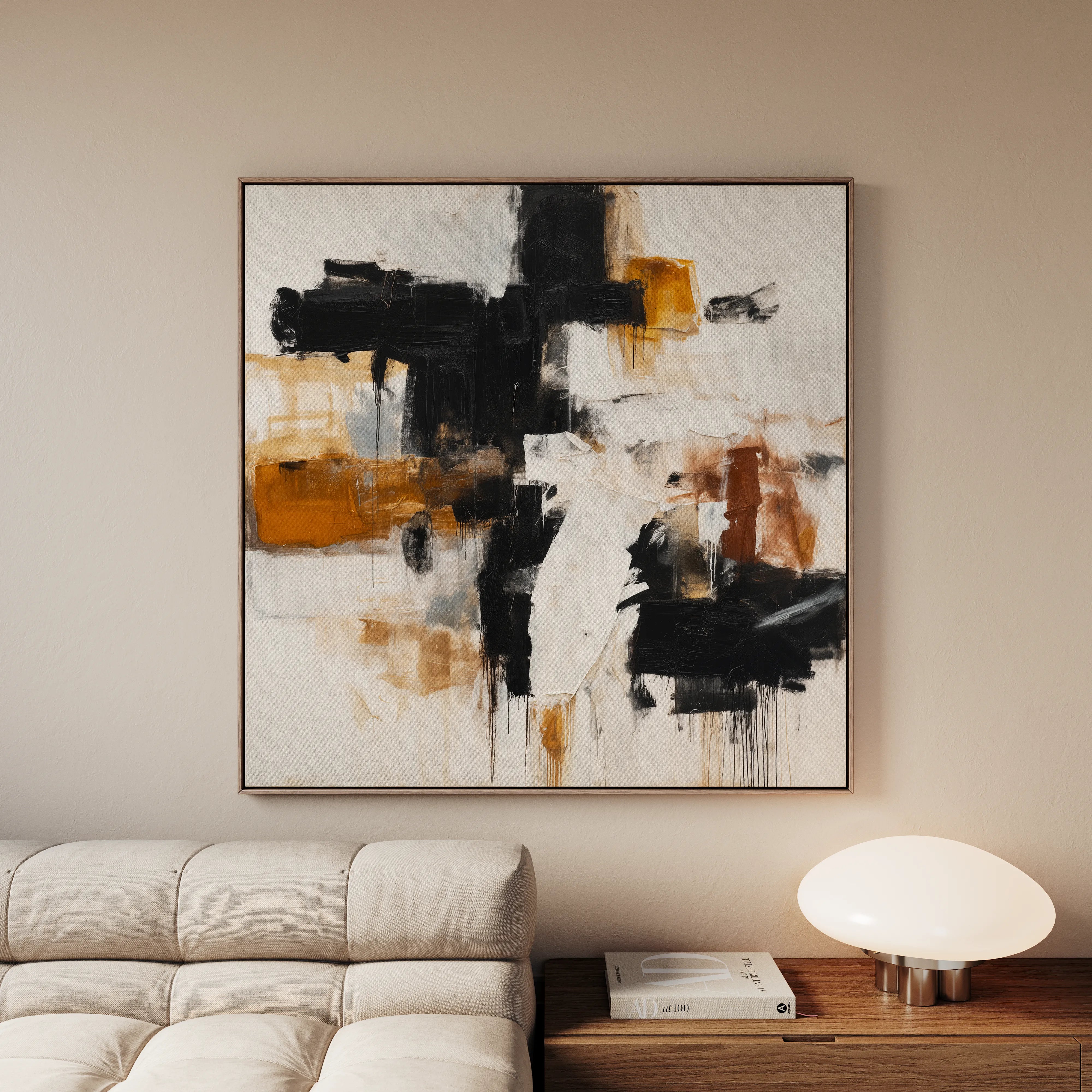 Abstract 1068 Canvas Art 16" x 16" / 40 x 40 cm / Black