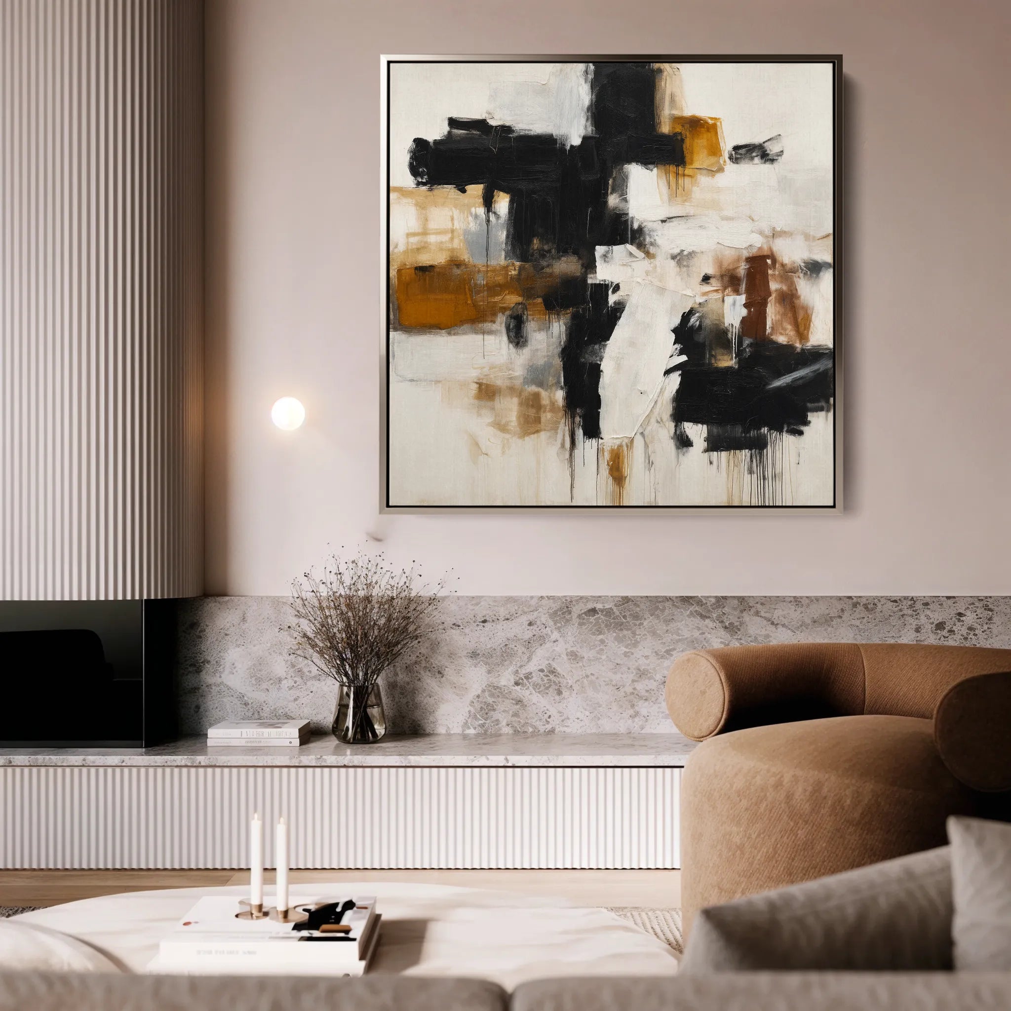 Abstract 1068 Canvas Art 16" x 16" / 40 x 40 cm / Black