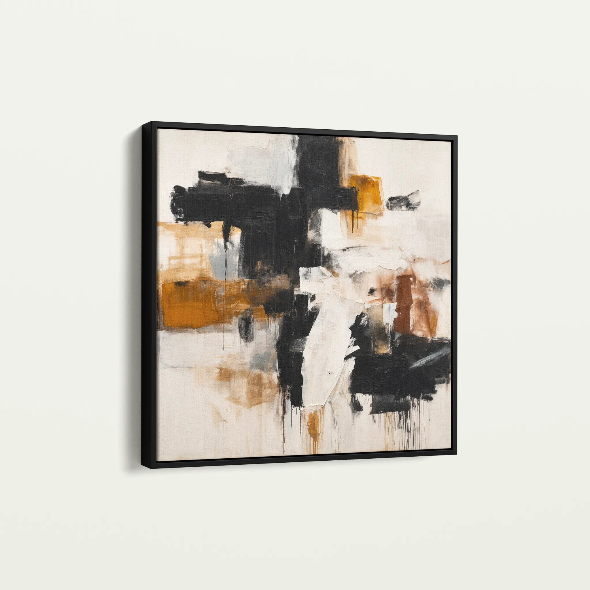 Abstract 1068 Canvas Art 16" x 16" / 40 x 40 cm / Black
