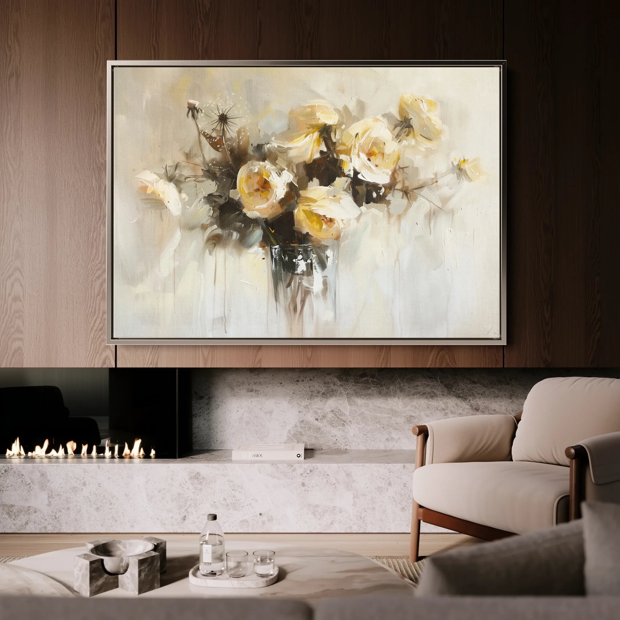 Floral 107 Canvas Art 18" x 24" / 45 x 60 cm / Black