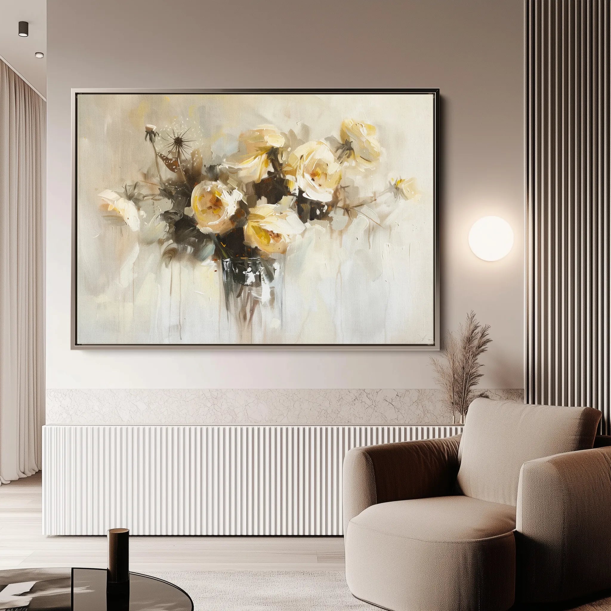 Floral 107 Canvas Art 18" x 24" / 45 x 60 cm / Black