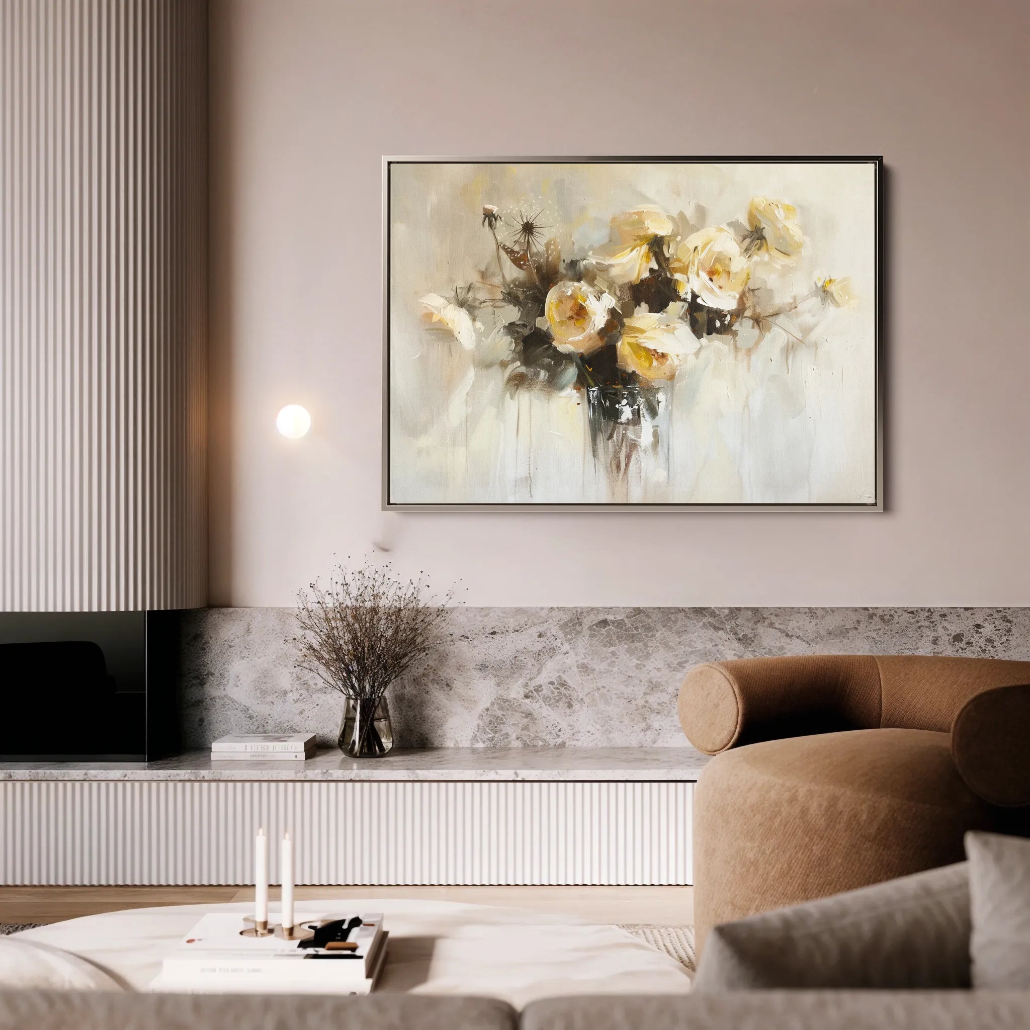 Floral 107 Canvas Art 18" x 24" / 45 x 60 cm / Black