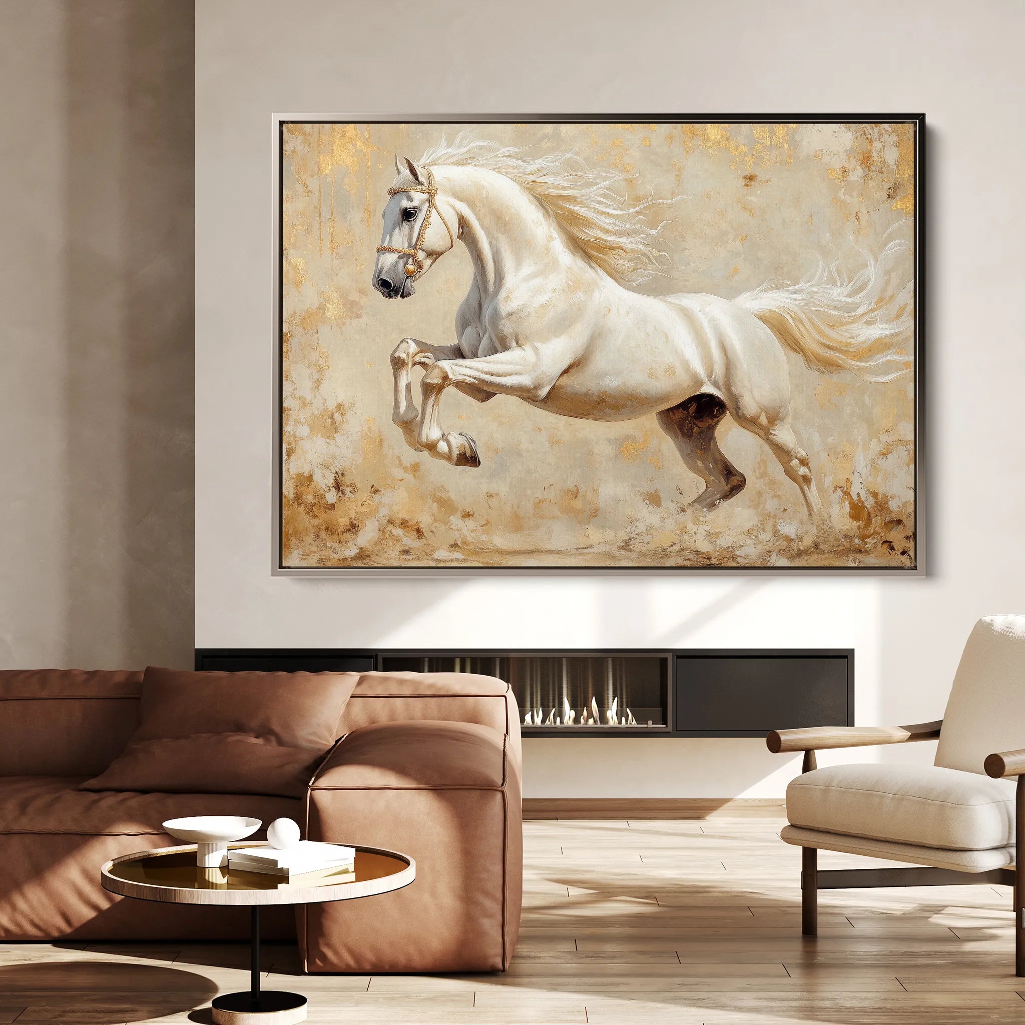 Horses 107 Canvas Art 18" x 24" / 45 x 60 cm / Black