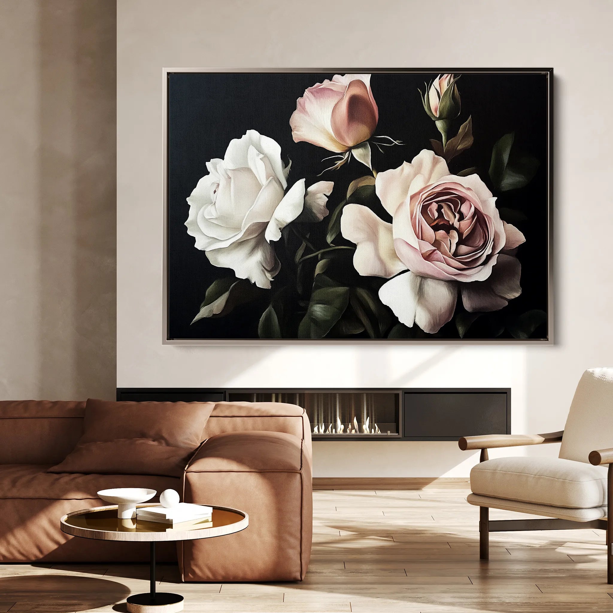 Floral 1070 Canvas Art 18" x 24" / 45 x 60 cm / Black