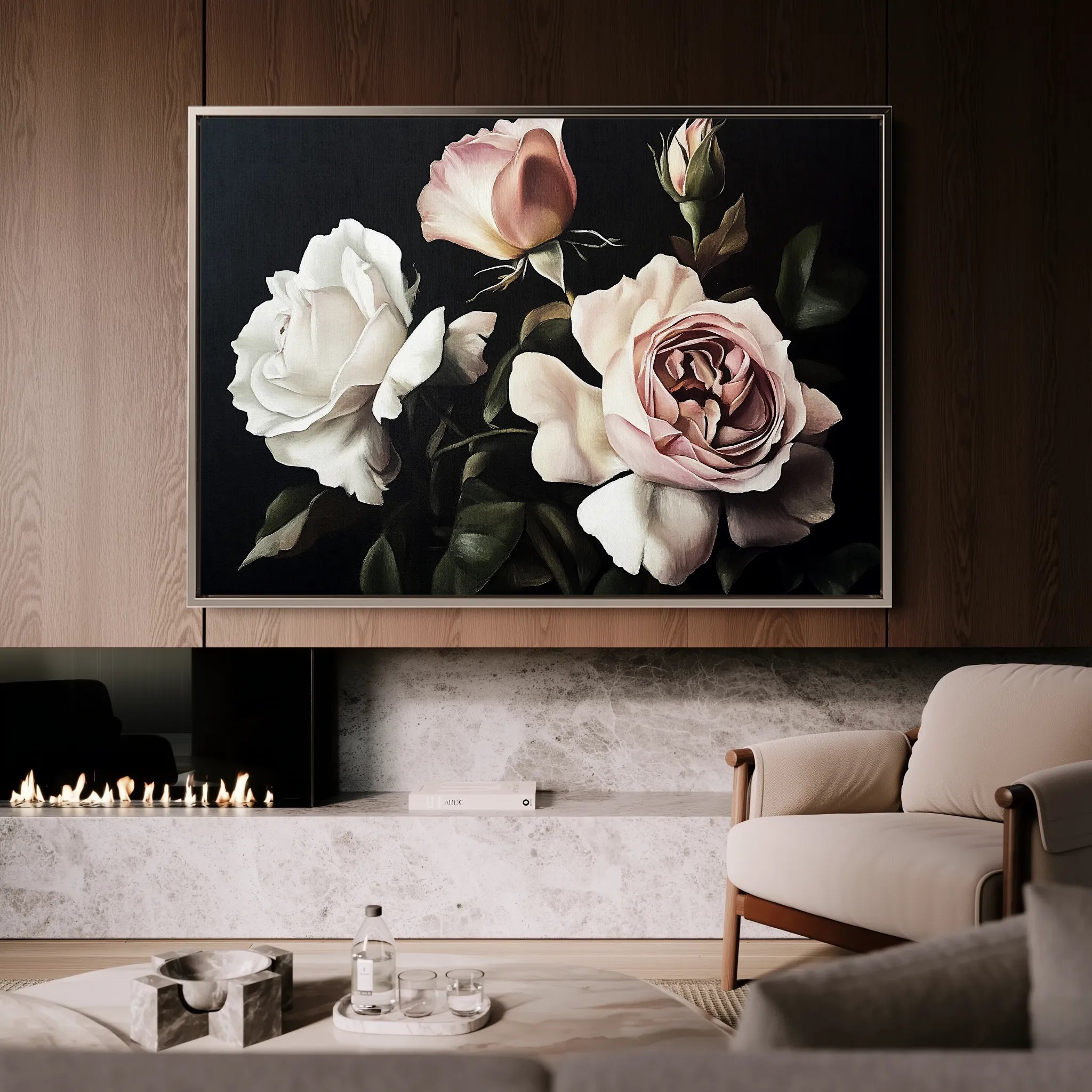 Floral 1070 Canvas Art 18" x 24" / 45 x 60 cm / Black