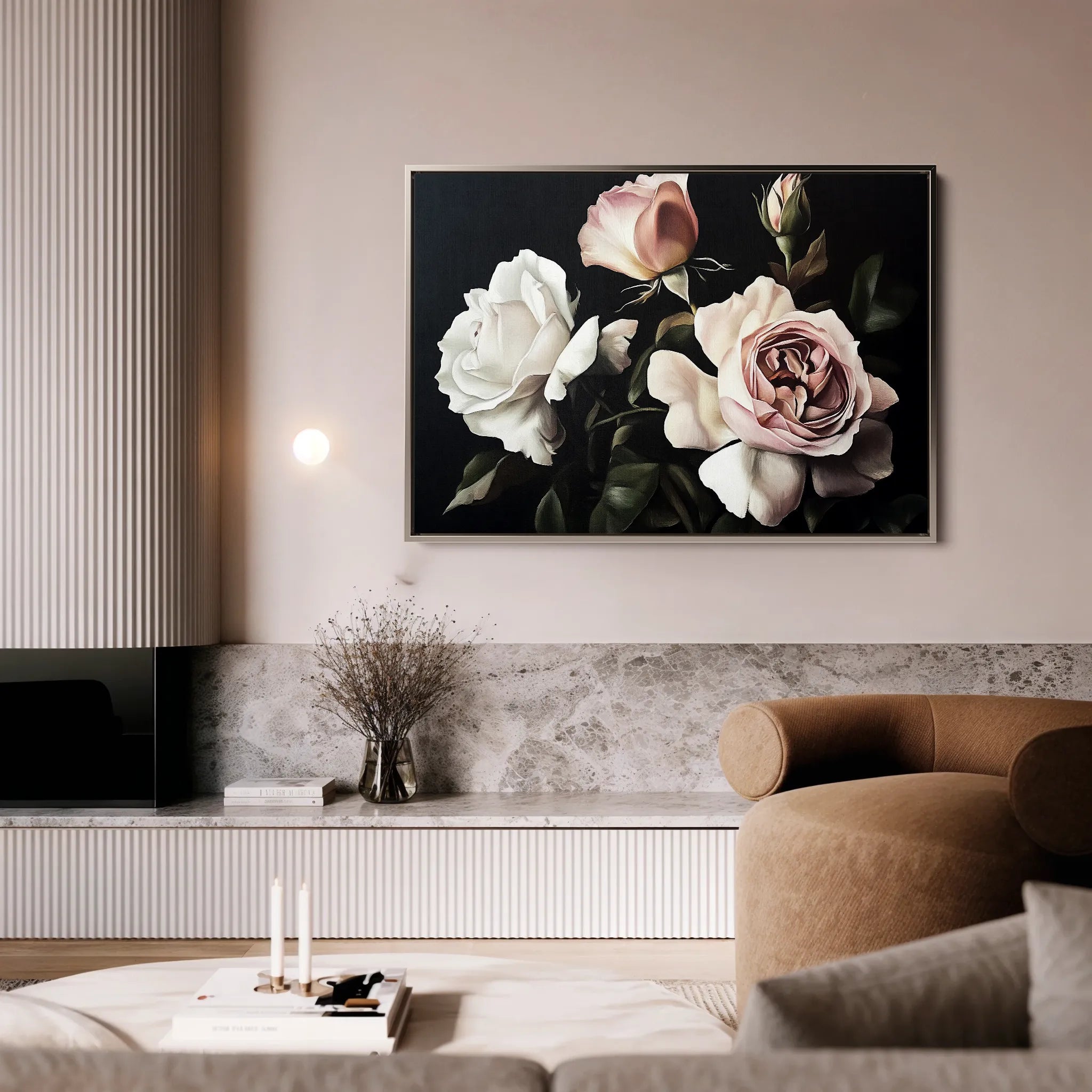 Floral 1070 Canvas Art 18" x 24" / 45 x 60 cm / Black