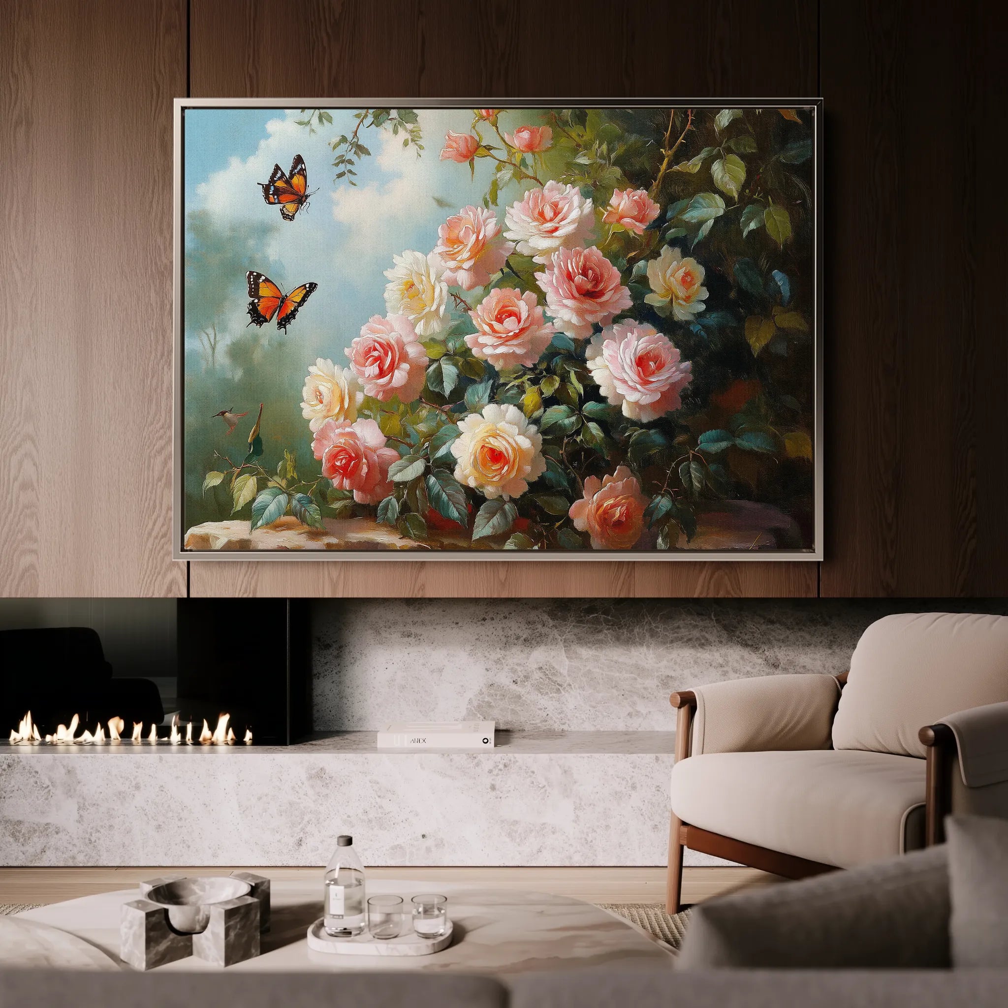 Floral 1072 Canvas Art 18" x 24" / 45 x 60 cm / Black