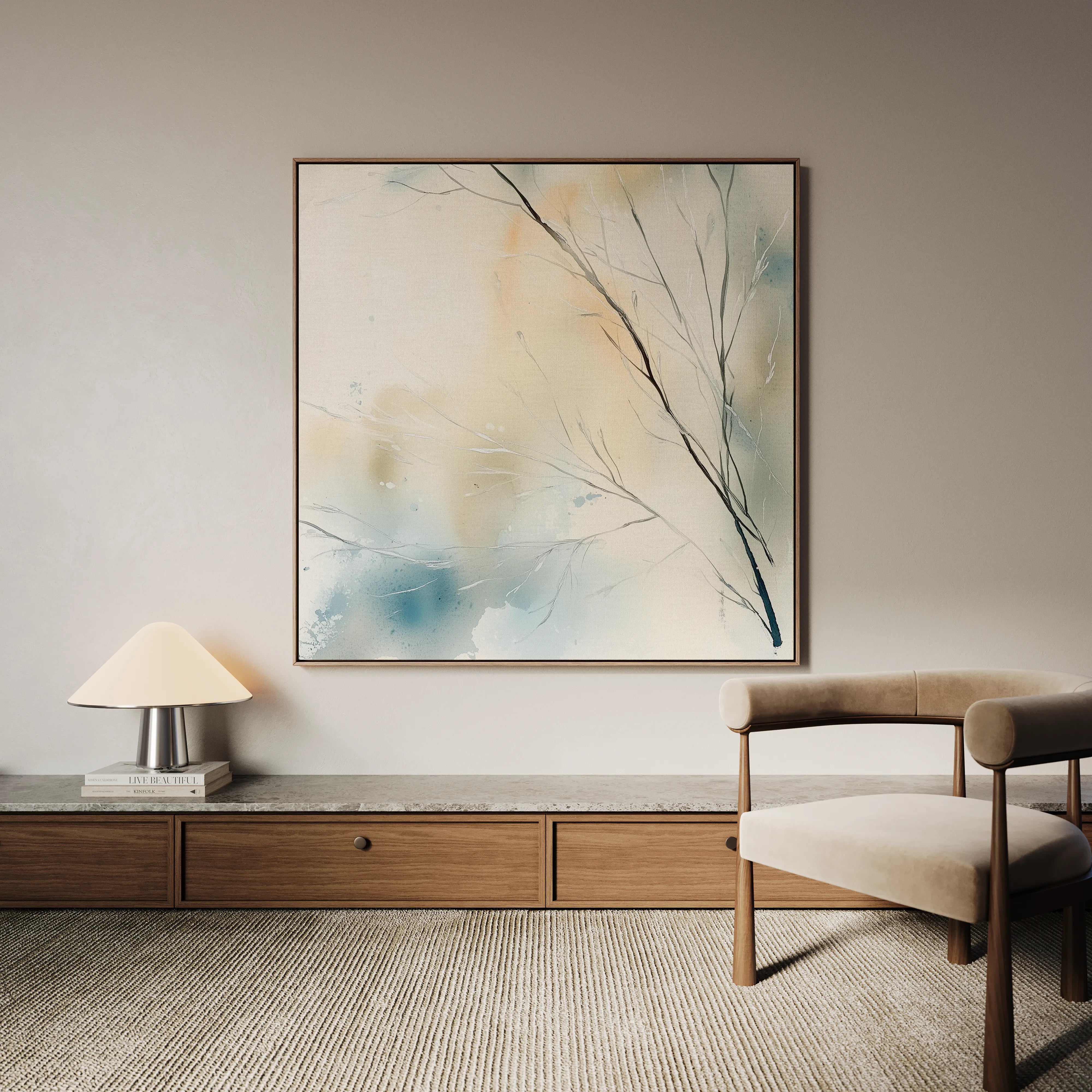 Abstract 1073 Canvas Art 16" x 16" / 40 x 40 cm / Black