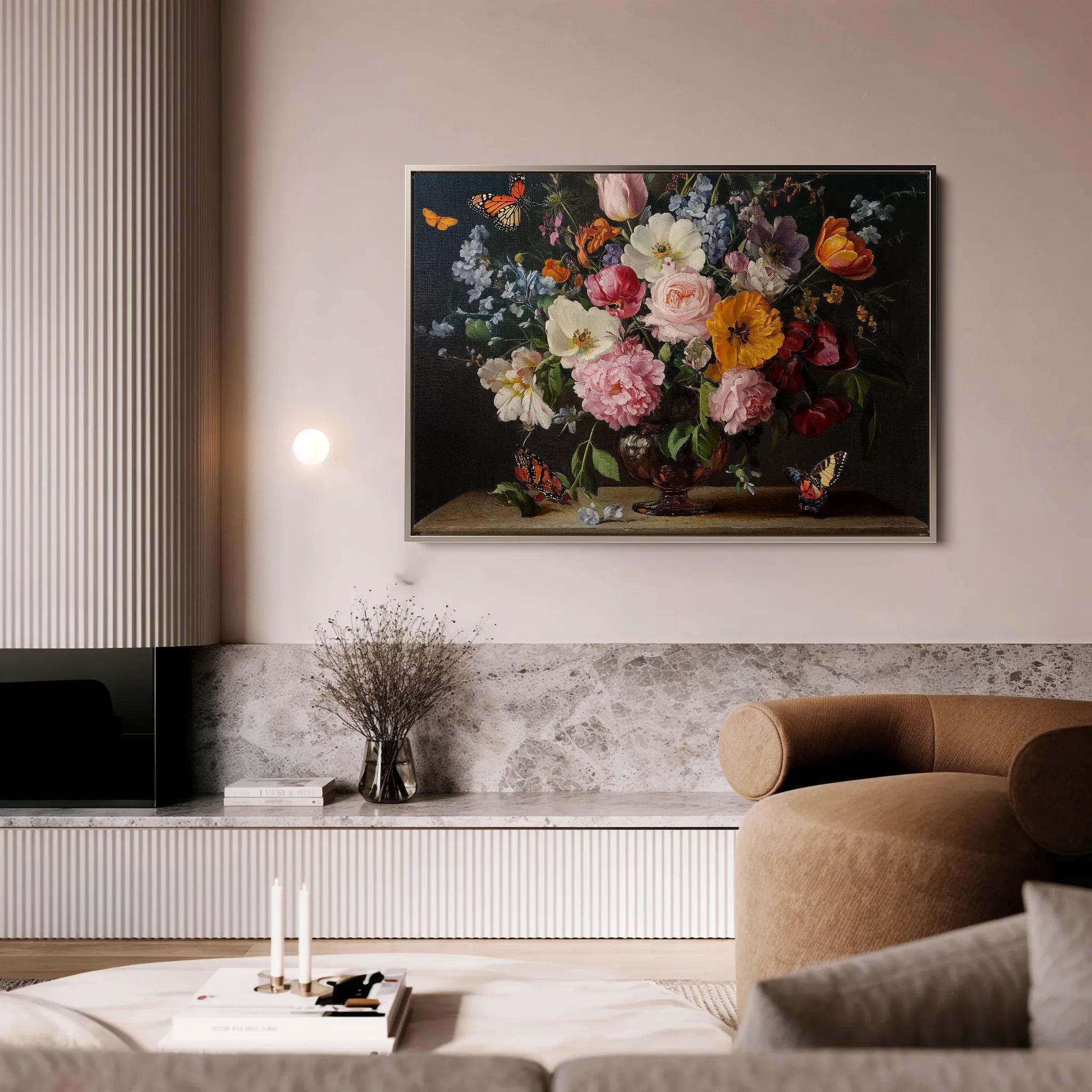 Floral 1073 Canvas Art 18" x 24" / 45 x 60 cm / Black