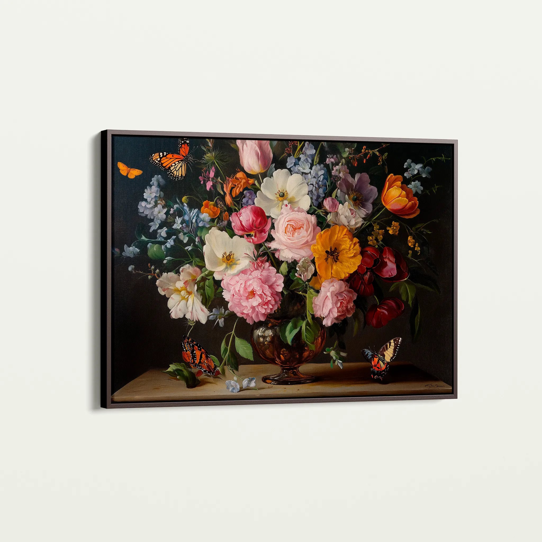 Floral 1073 Canvas Art 18" x 24" / 45 x 60 cm / Black