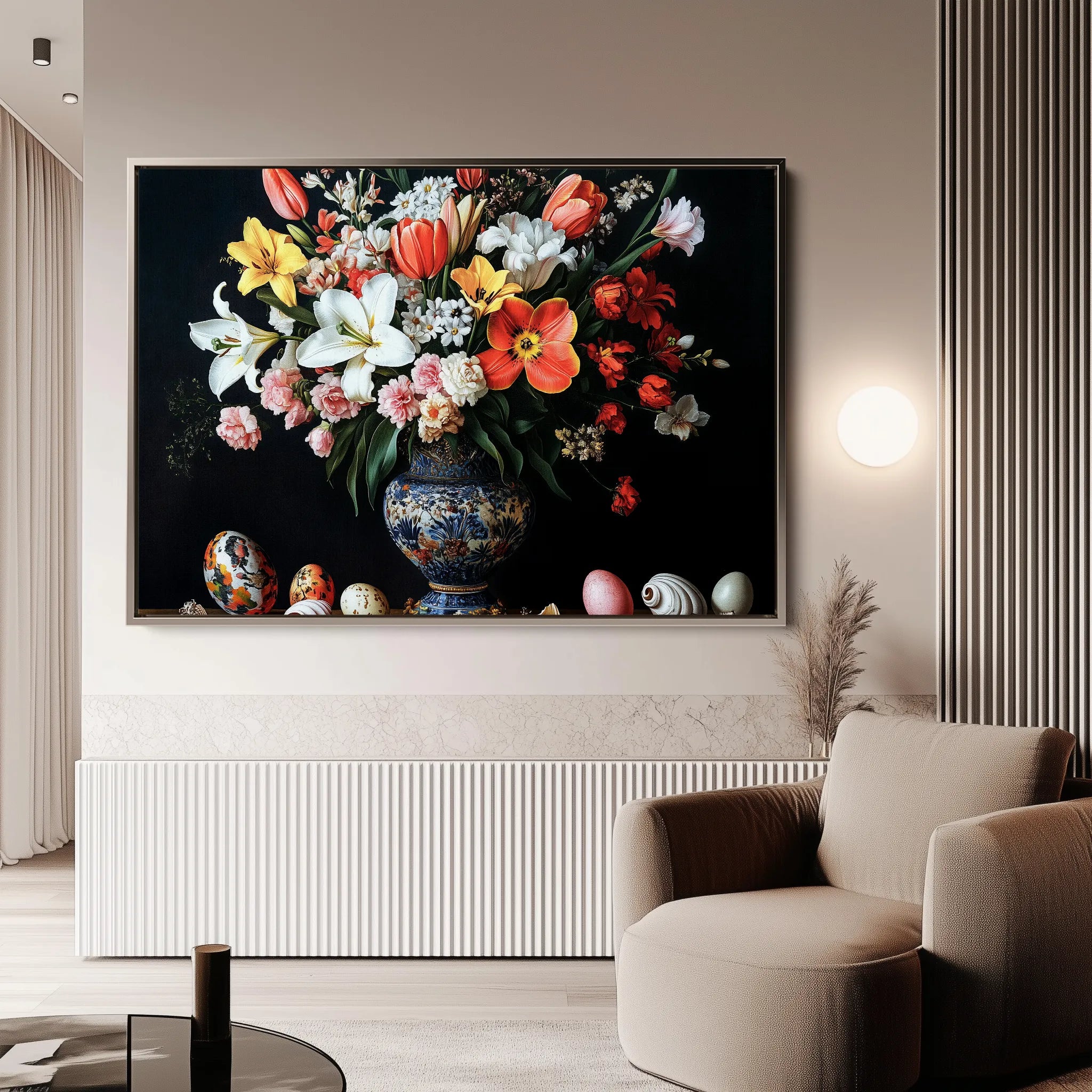 Floral 1074 Canvas Art 18" x 24" / 45 x 60 cm / Black