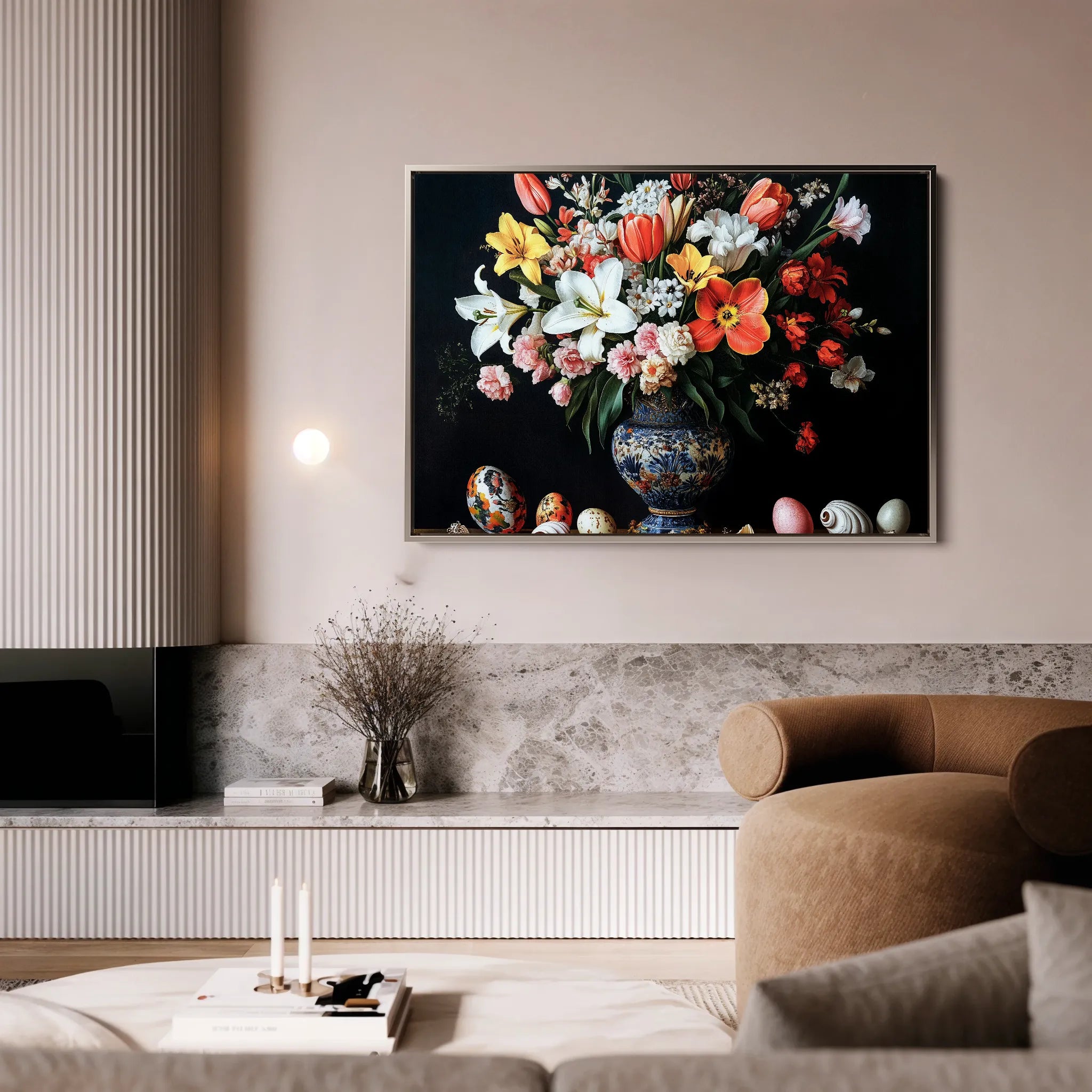 Floral 1074 Canvas Art 18" x 24" / 45 x 60 cm / Black