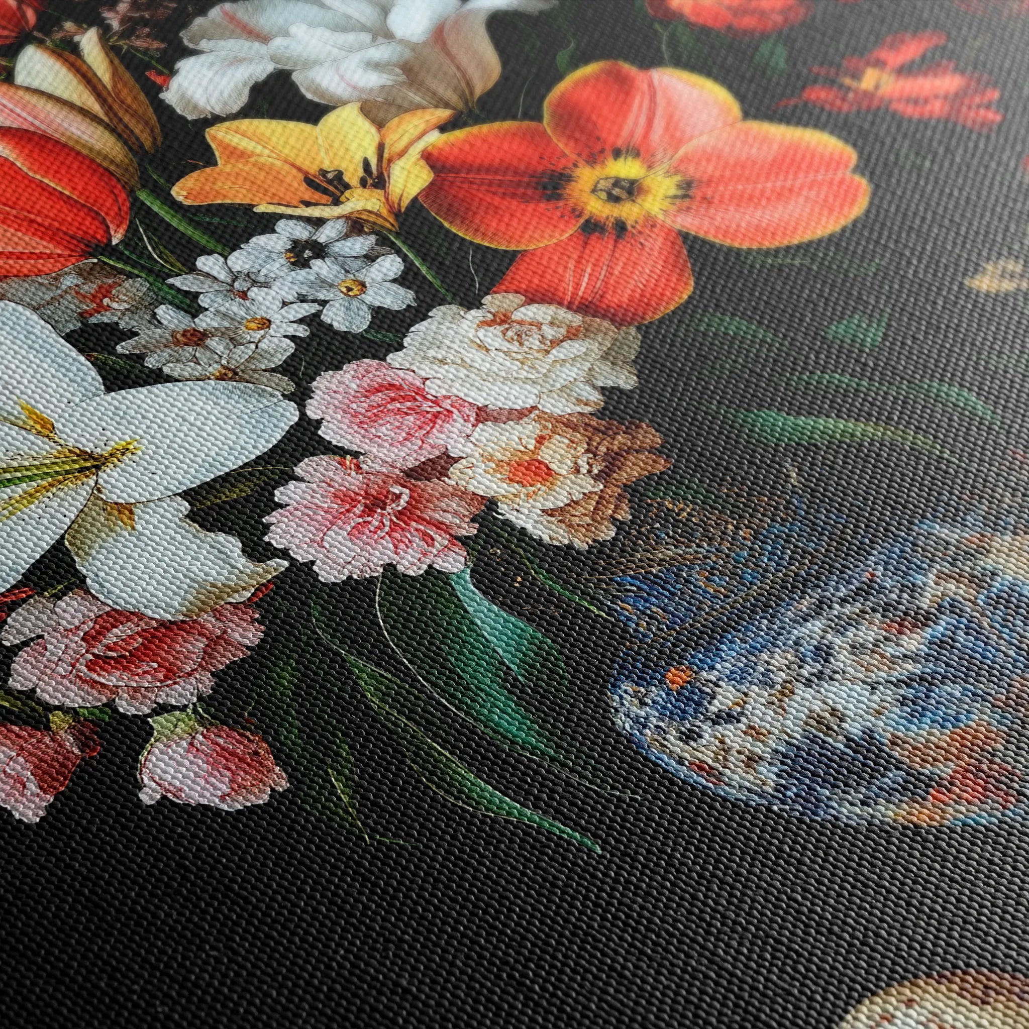 Floral 1074 Canvas Art 18" x 24" / 45 x 60 cm / Black
