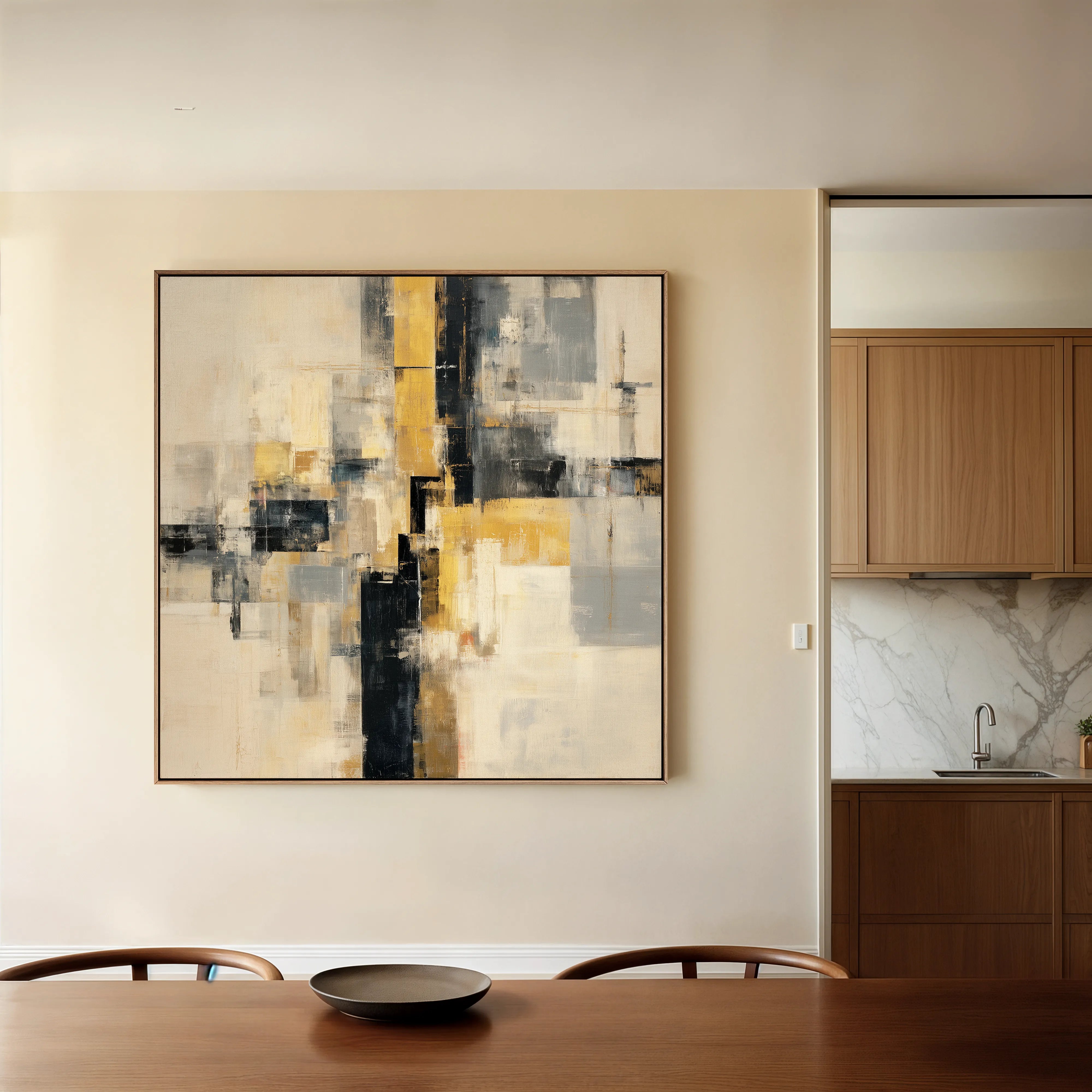 Abstract 1075 Canvas Art 16" x 16" / 40 x 40 cm / Black