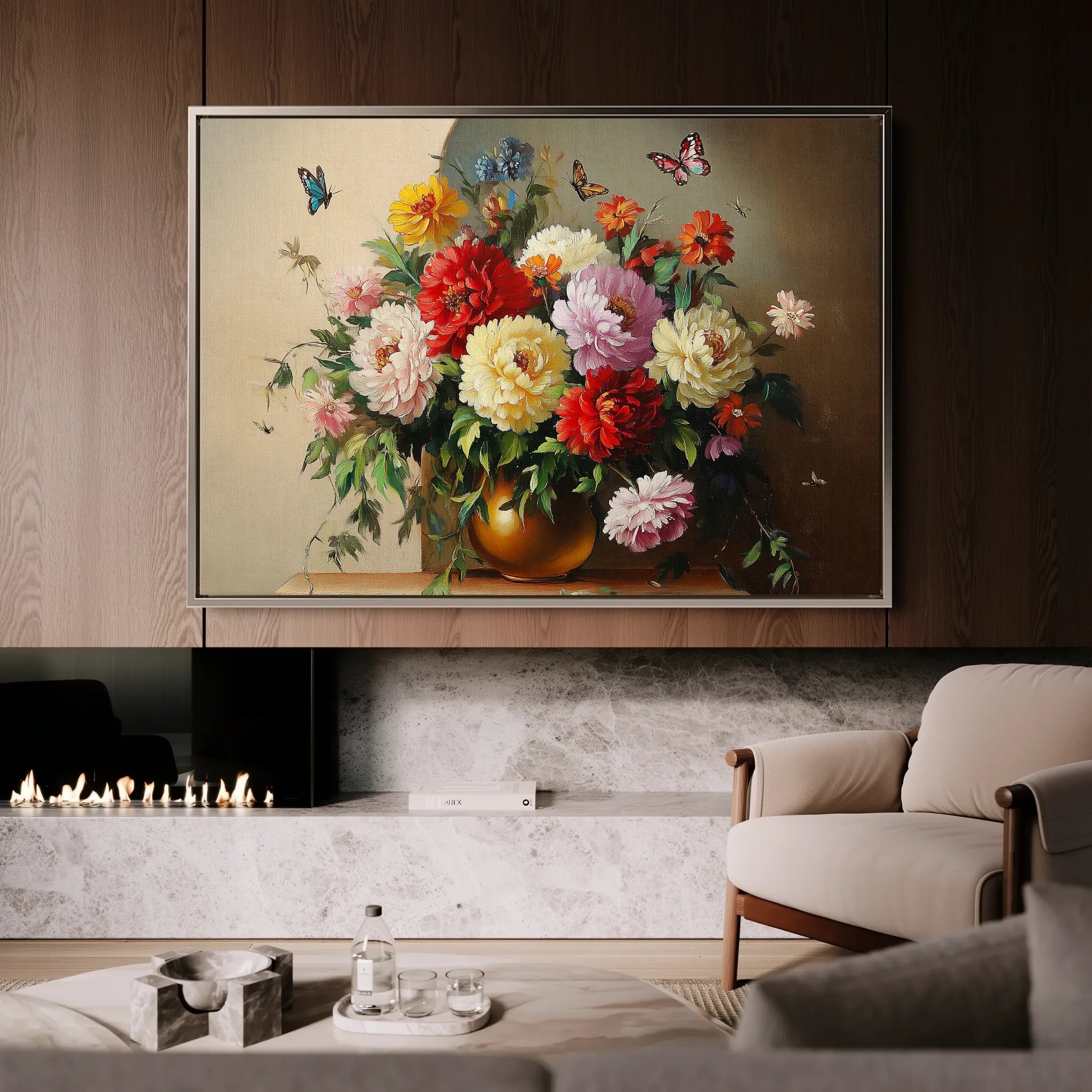 Floral 1075 Canvas Art 18" x 24" / 45 x 60 cm / Black