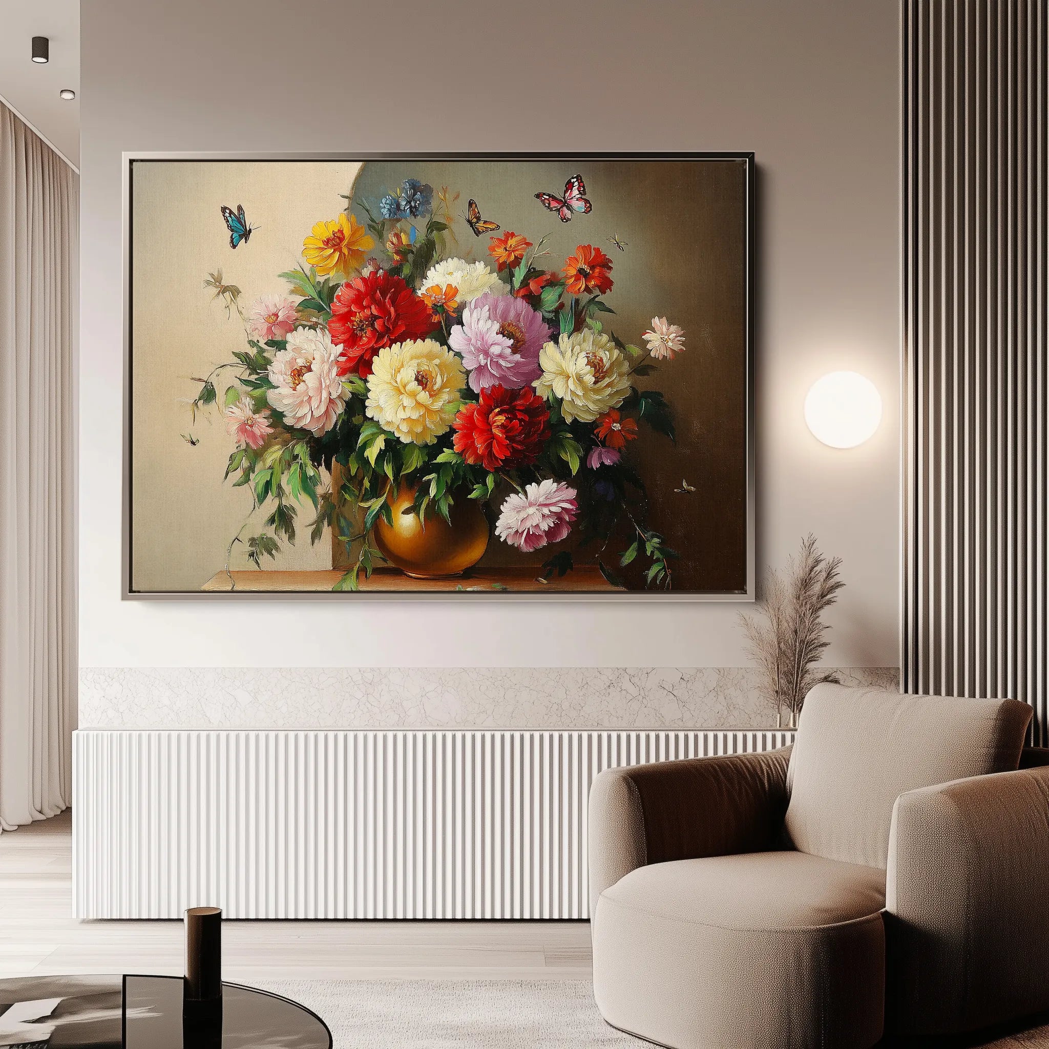 Floral 1075 Canvas Art 18" x 24" / 45 x 60 cm / Black