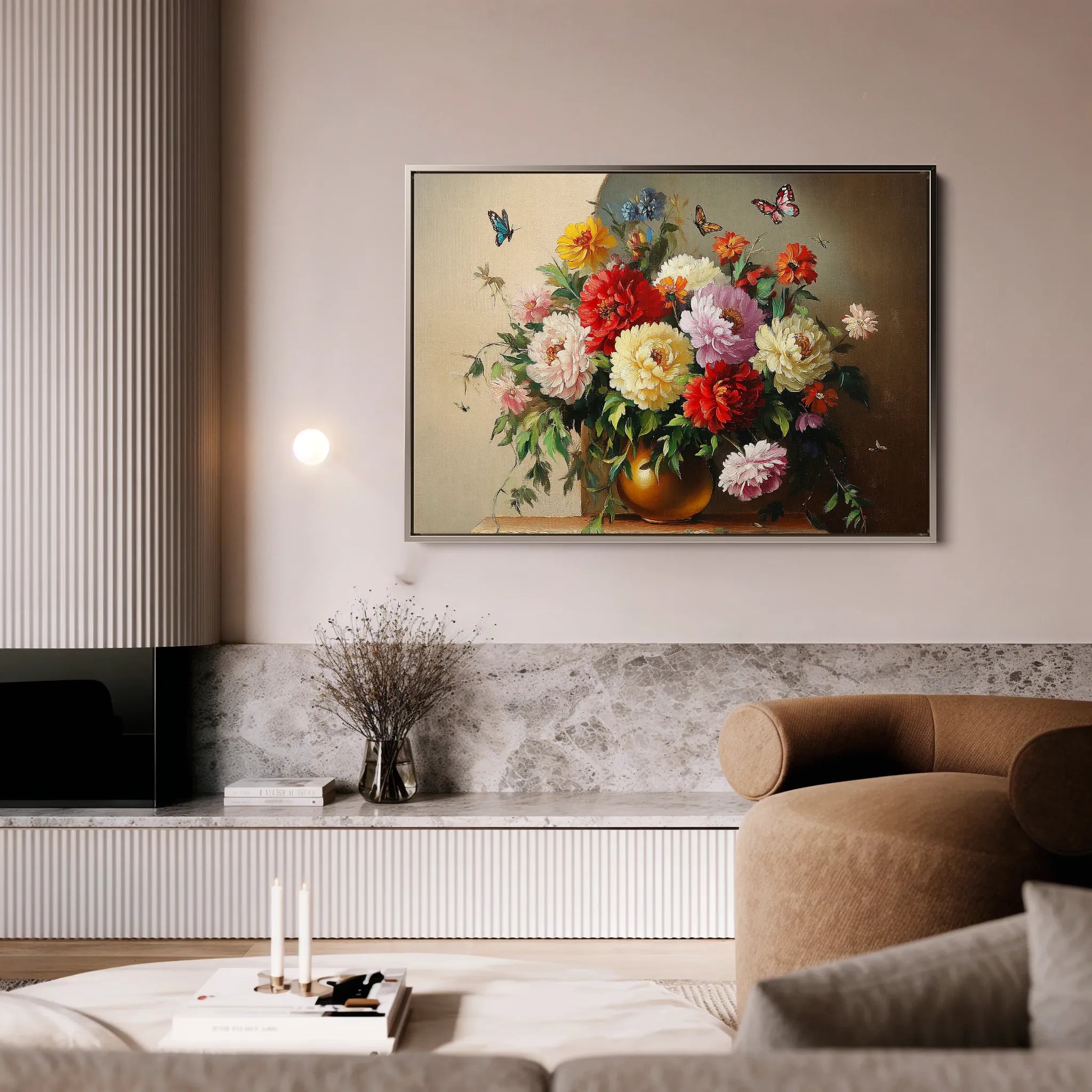 Floral 1075 Canvas Art 18" x 24" / 45 x 60 cm / Black