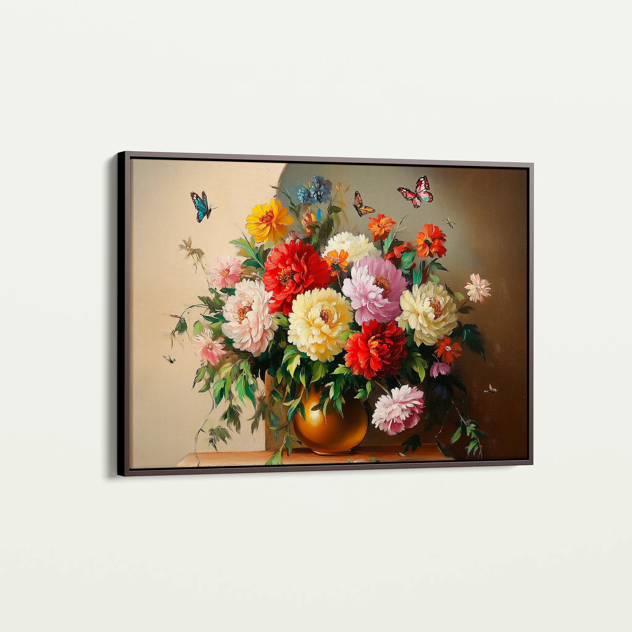 Floral 1075 Canvas Art 18" x 24" / 45 x 60 cm / Black