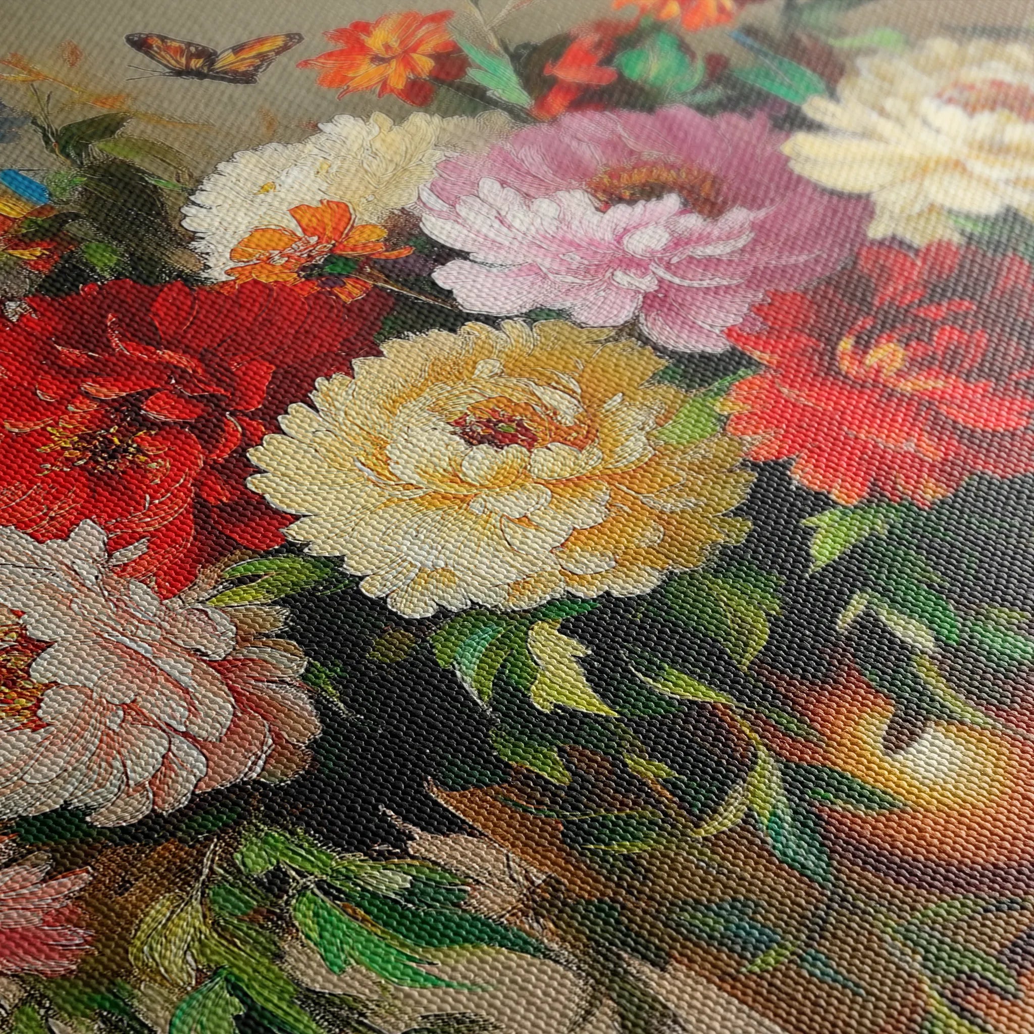 Floral 1075 Canvas Art 18" x 24" / 45 x 60 cm / Black