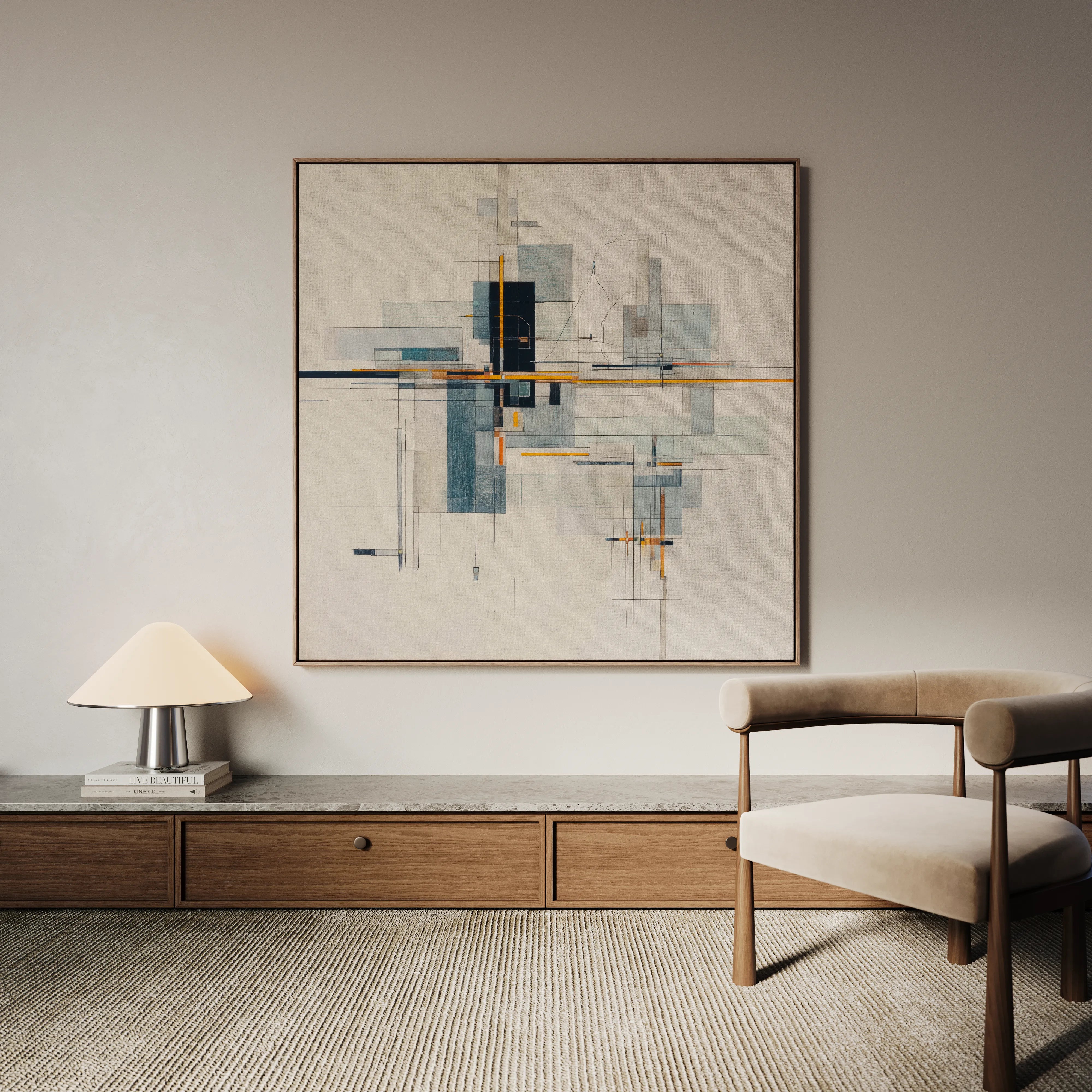Abstract 1076 Canvas Art 16" x 16" / 40 x 40 cm / Black