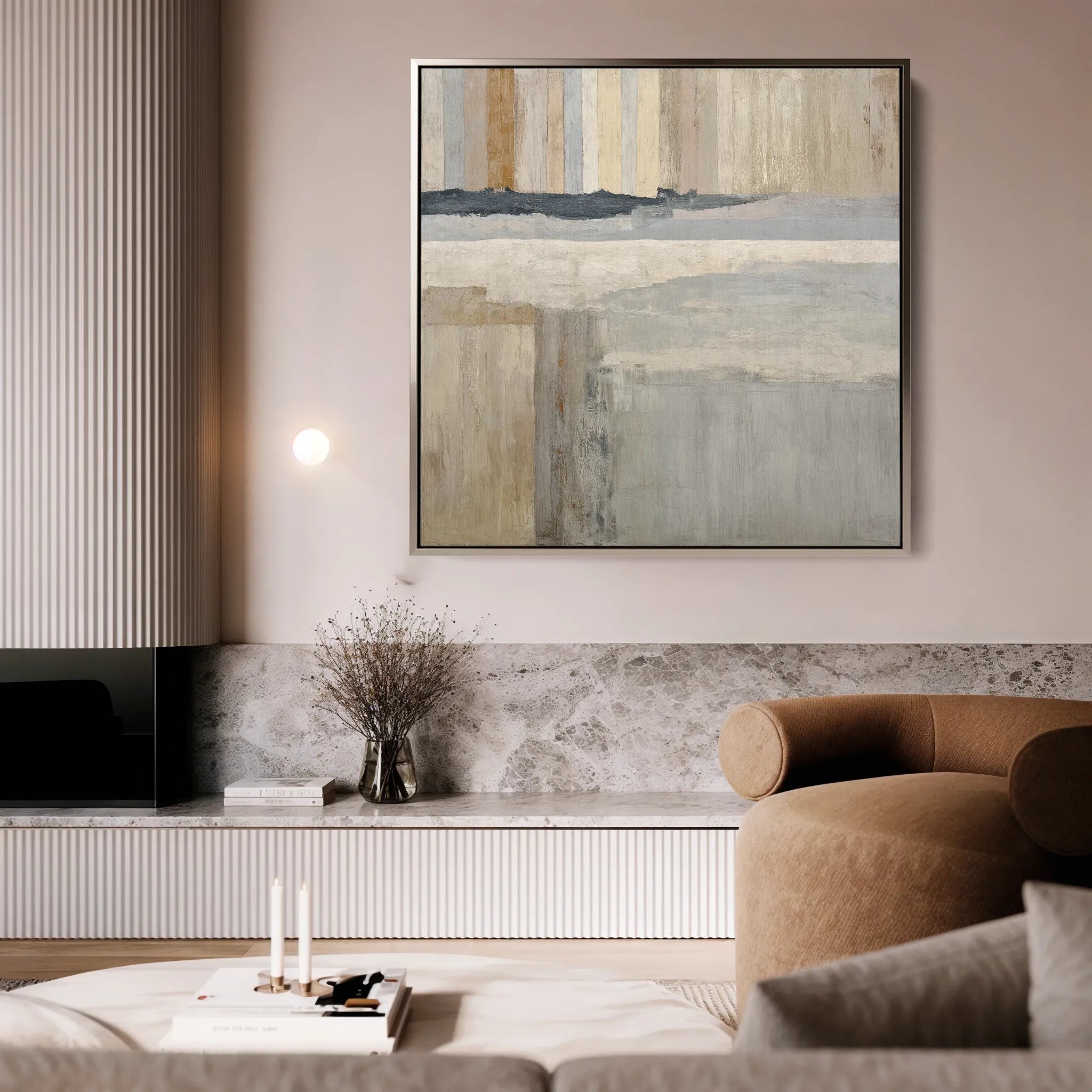 Abstract 1077 Canvas Art 16" x 16" / 40 x 40 cm / Black
