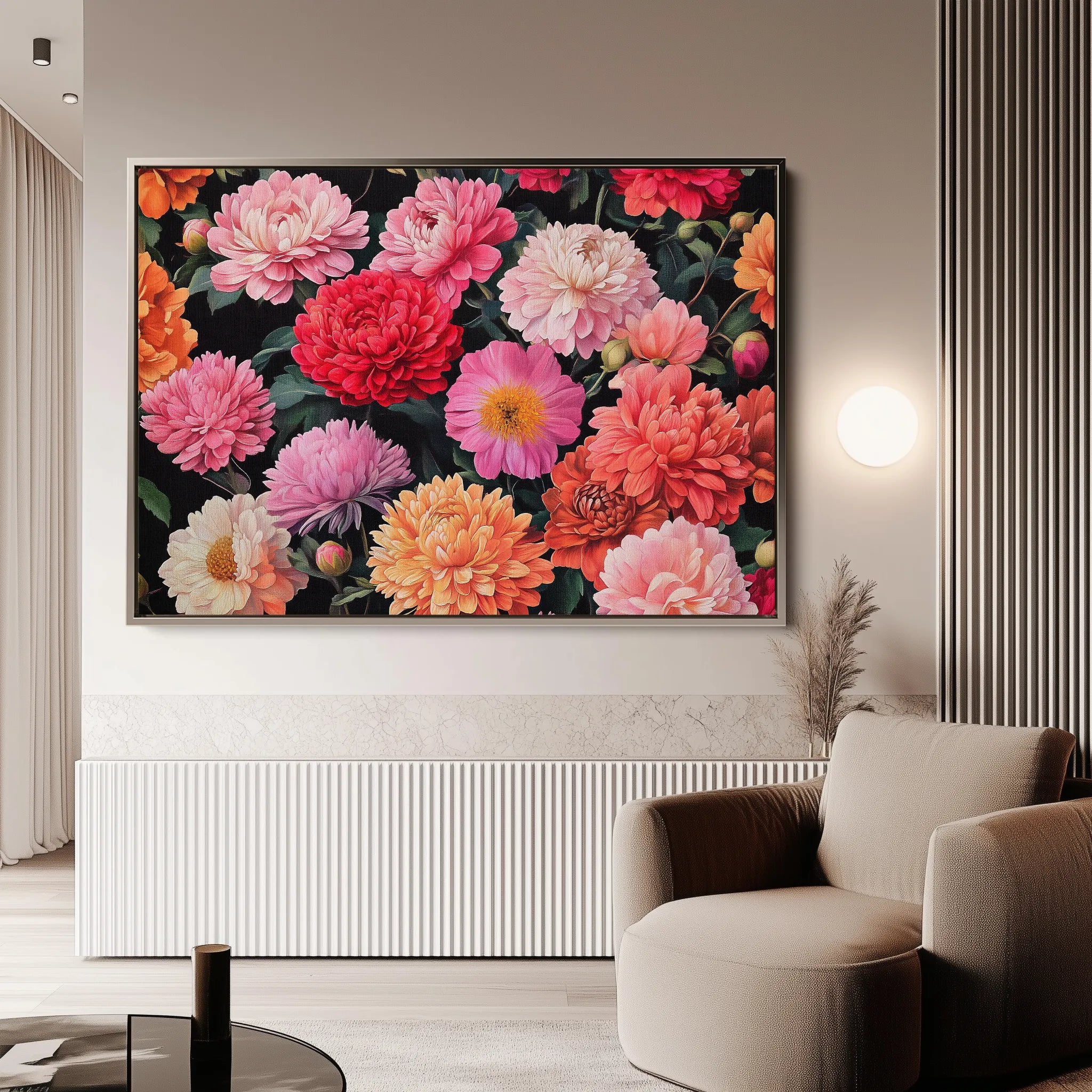 Floral 1077 Canvas Art 18" x 24" / 45 x 60 cm / Black