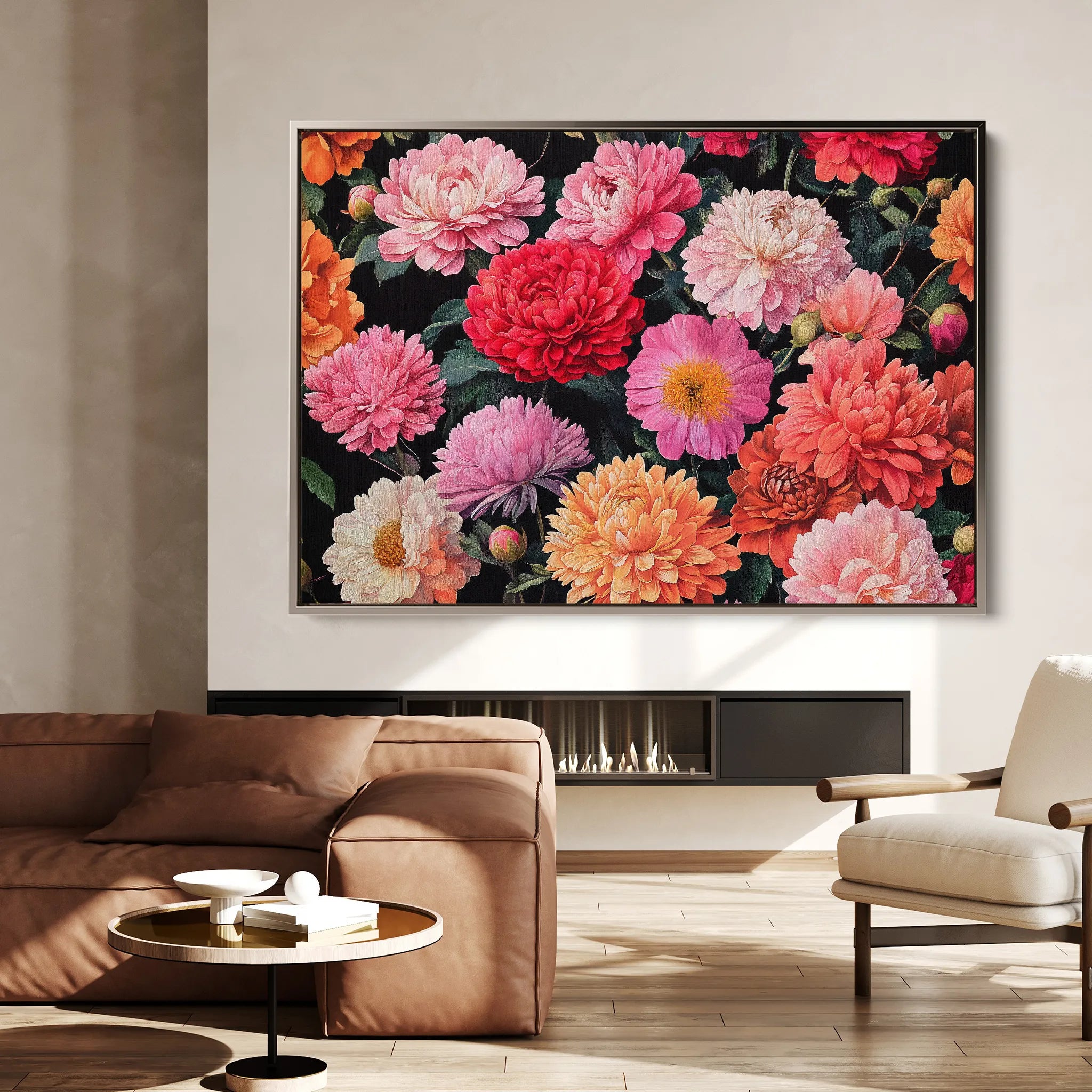 Floral 1077 Canvas Art 18" x 24" / 45 x 60 cm / Black