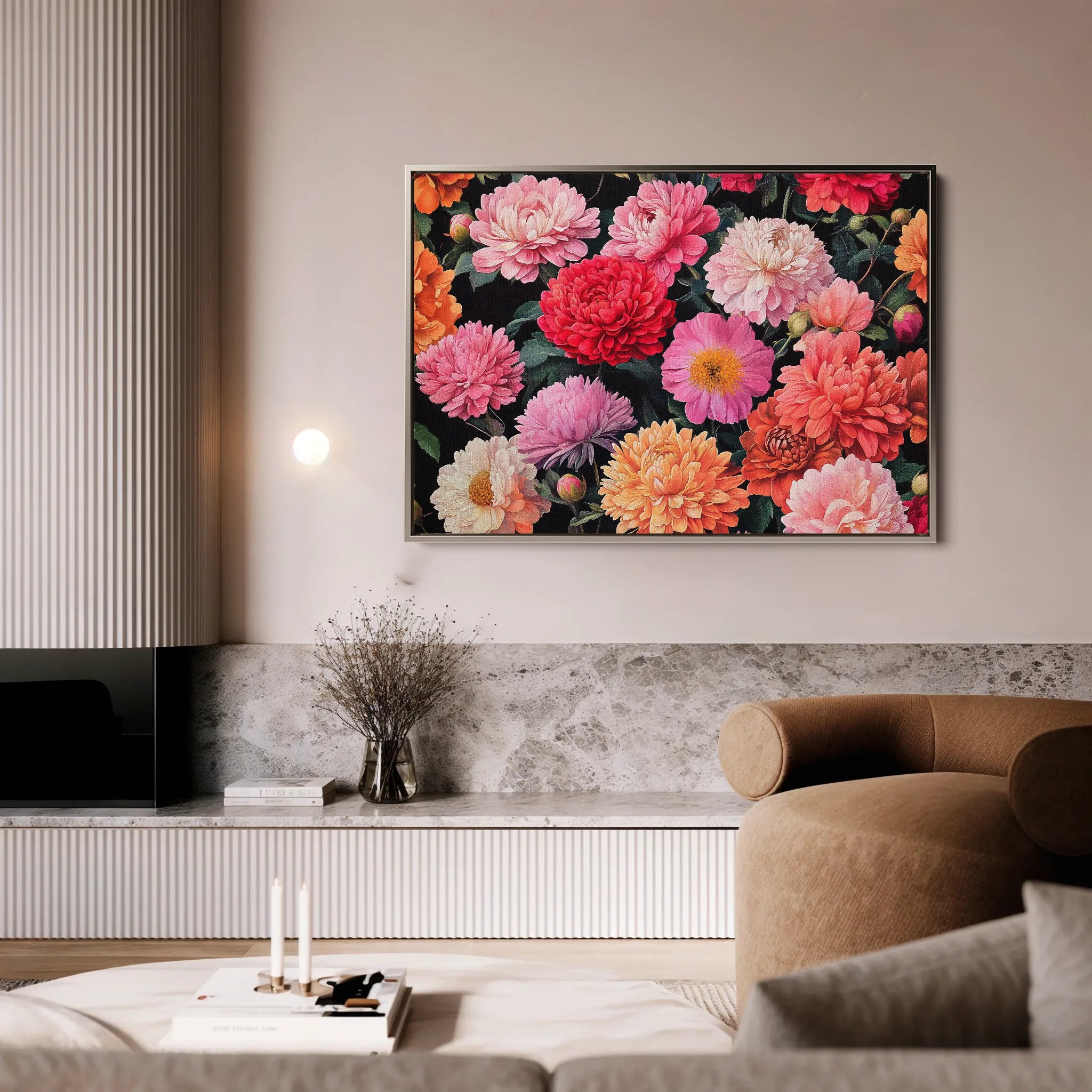 Floral 1077 Canvas Art 18" x 24" / 45 x 60 cm / Black