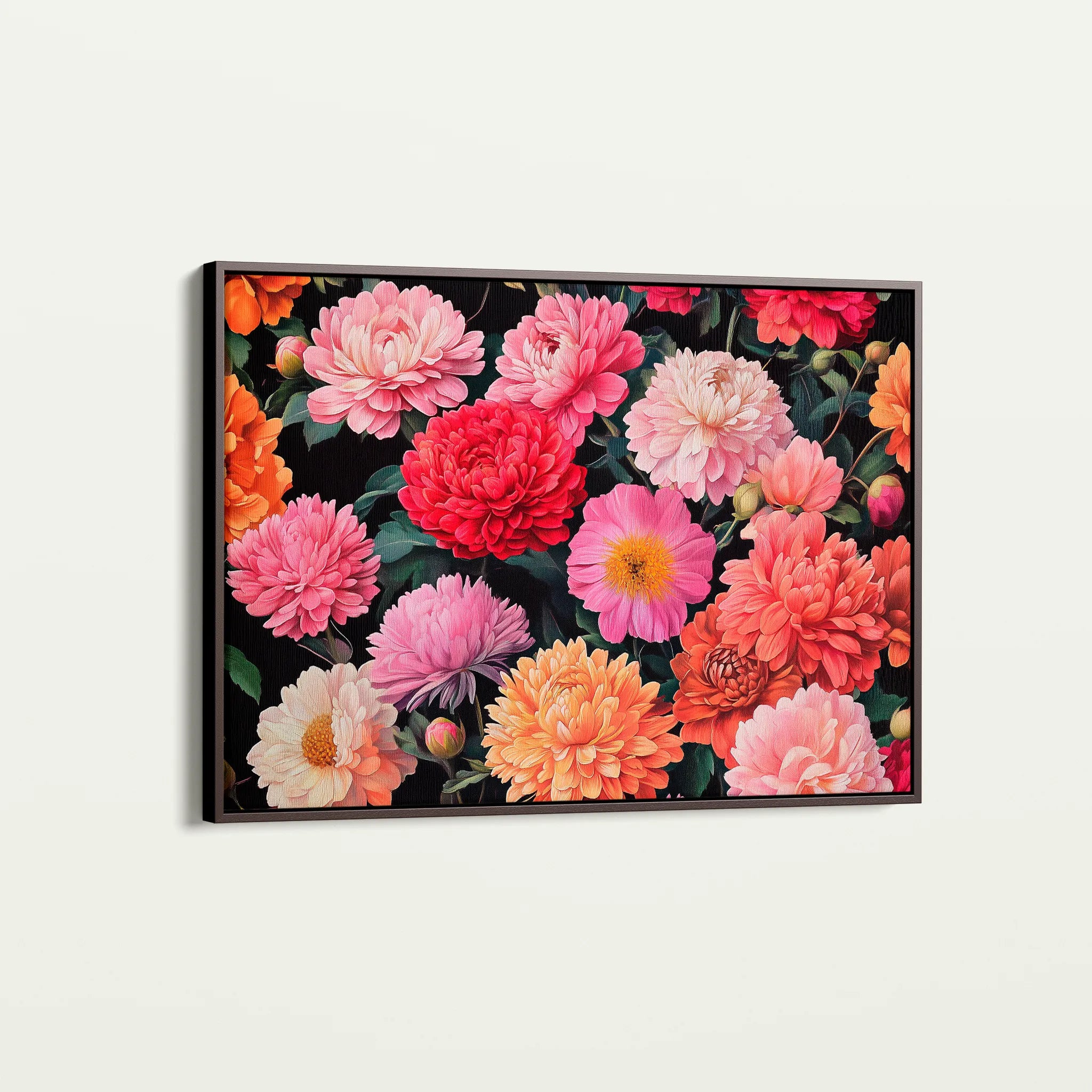 Floral 1077 Canvas Art 18" x 24" / 45 x 60 cm / Black