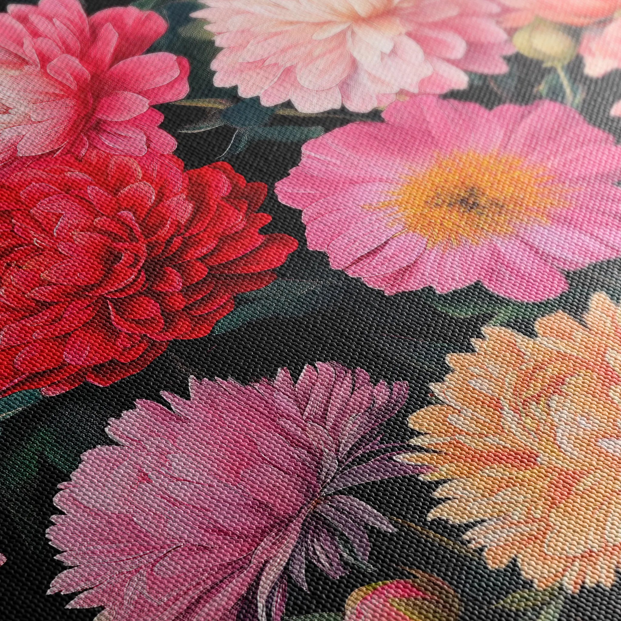 Floral 1077 Canvas Art 18" x 24" / 45 x 60 cm / Black