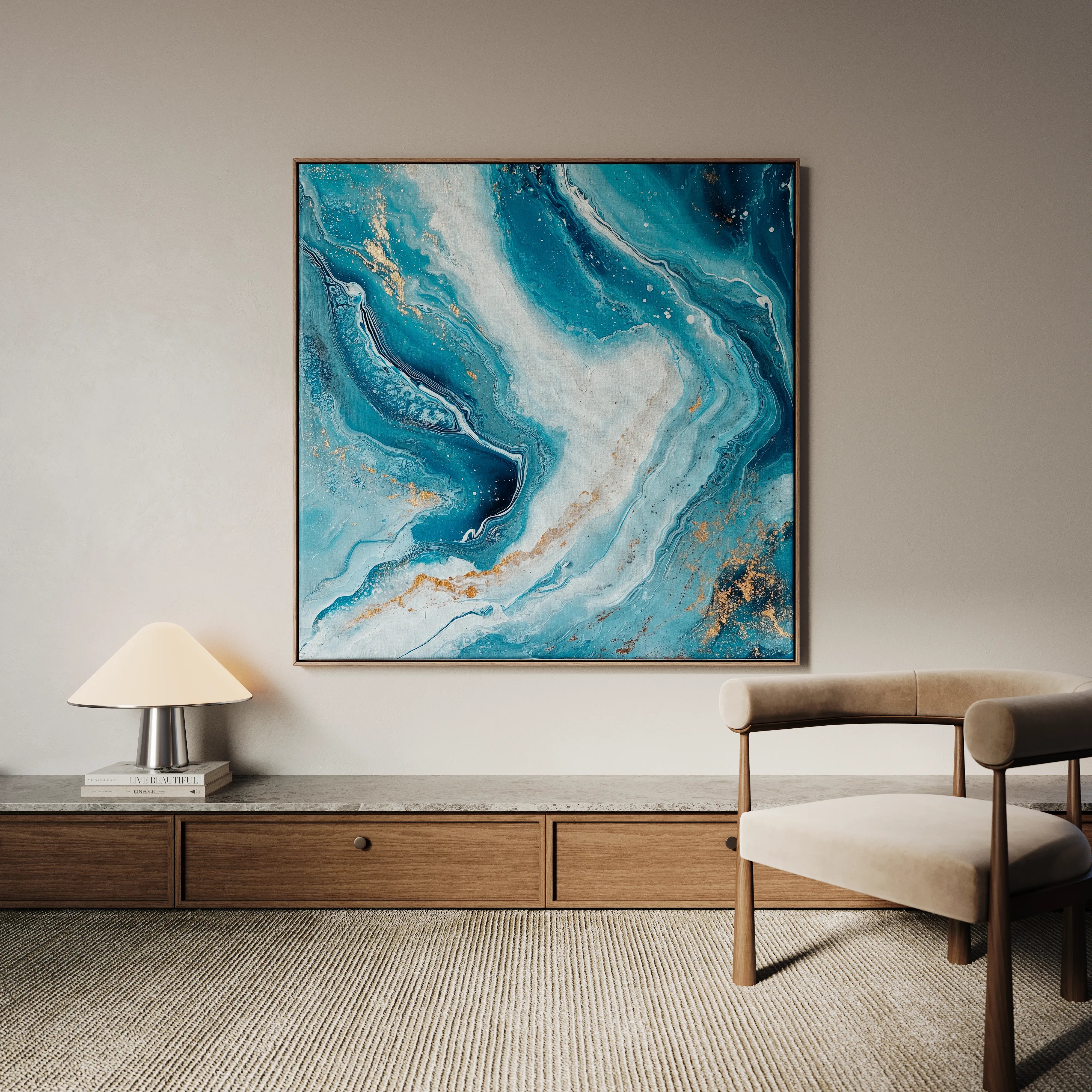 Abstract 1079 Canvas Art 16" x 16" / 40 x 40 cm / Black