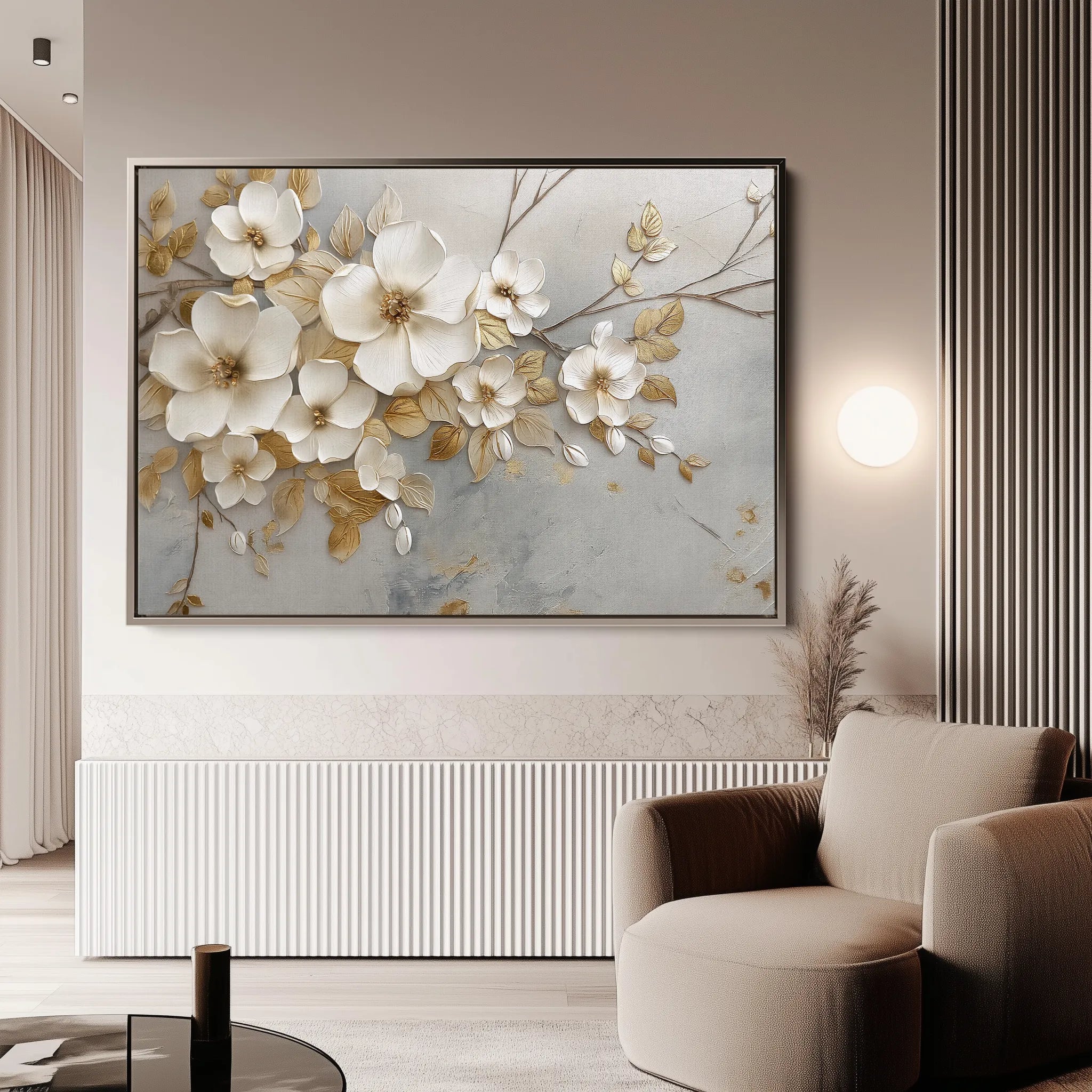 Floral 108 Canvas Art 18" x 24" / 45 x 60 cm / Black