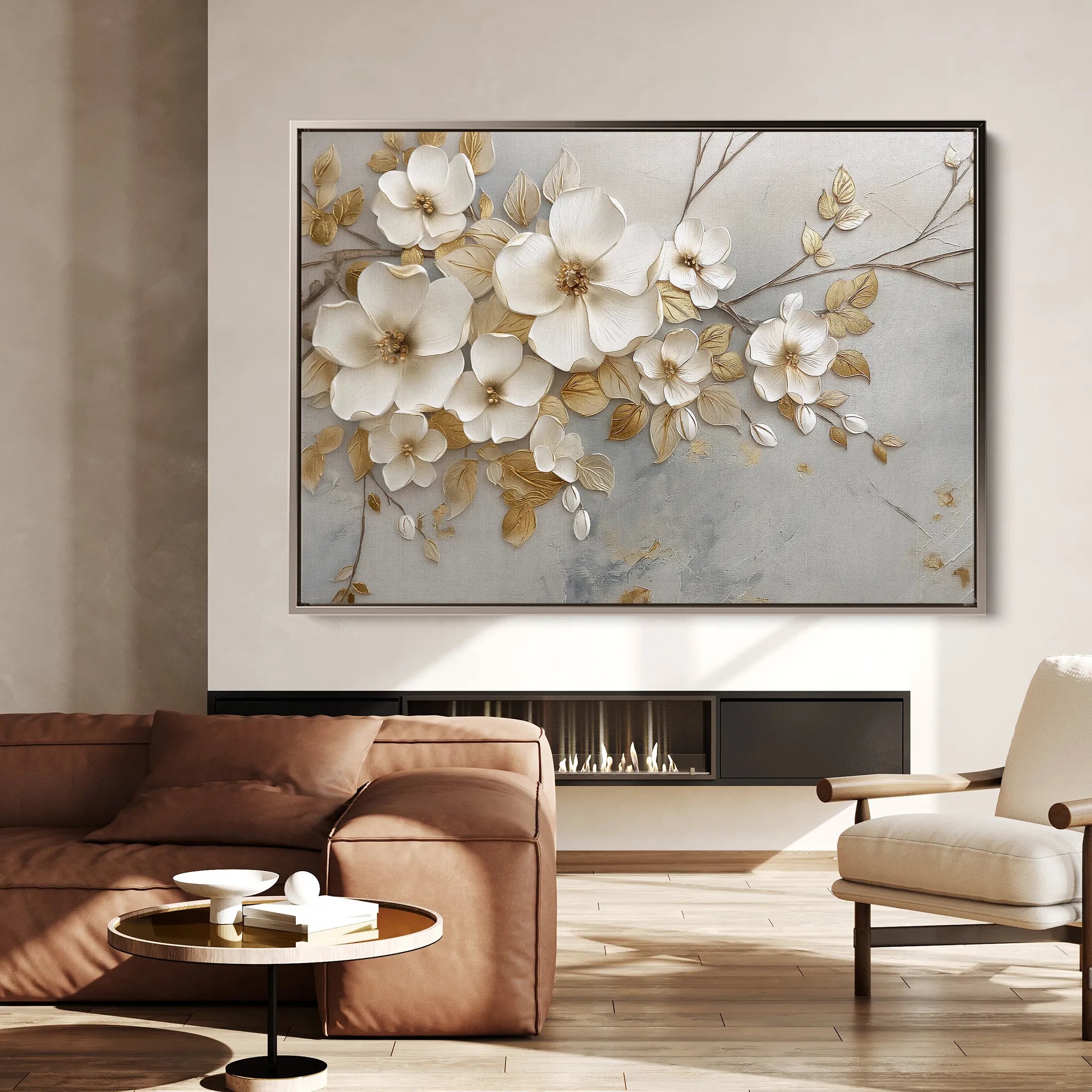 Floral 108 Canvas Art 18" x 24" / 45 x 60 cm / Black