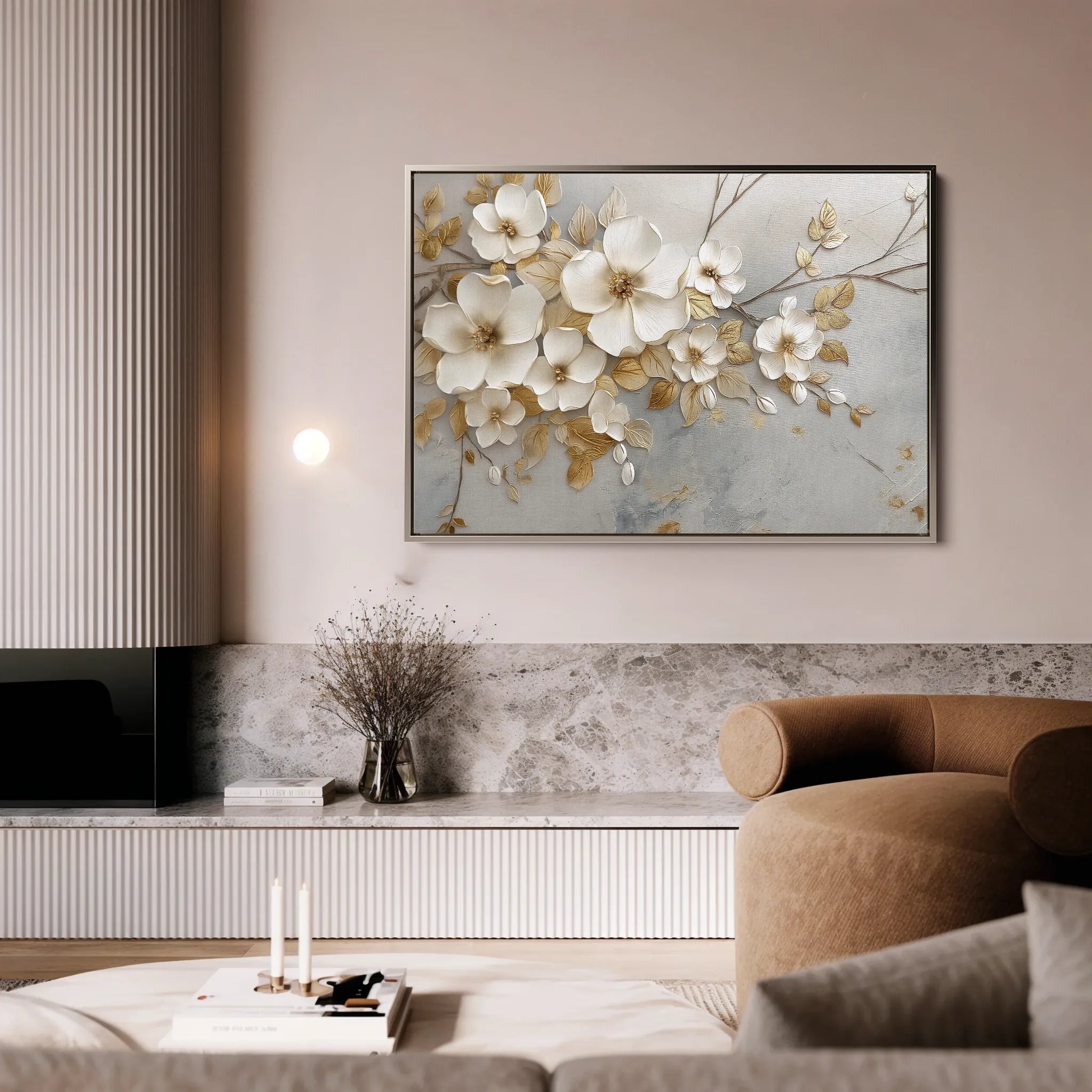 Floral 108 Canvas Art 18" x 24" / 45 x 60 cm / Black
