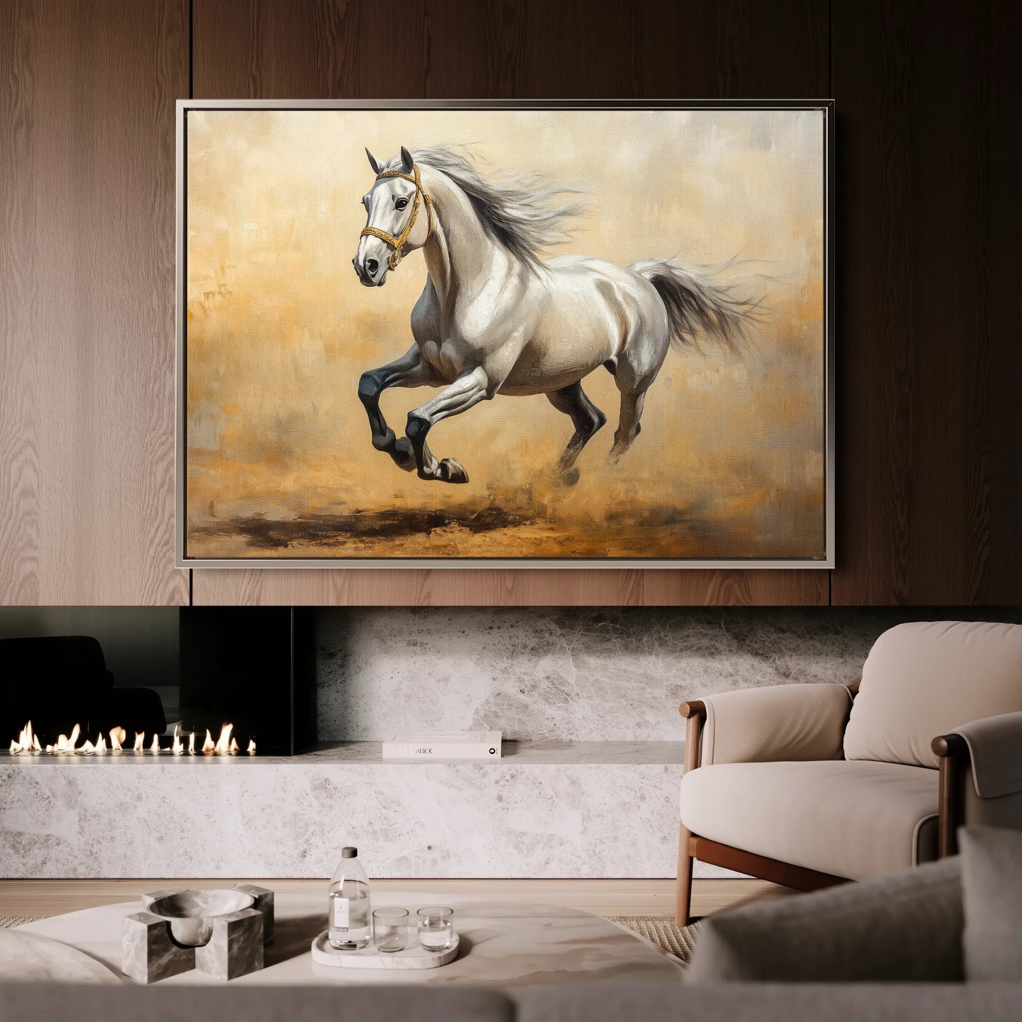 Horses 108 Canvas Art 18" x 24" / 45 x 60 cm / Black