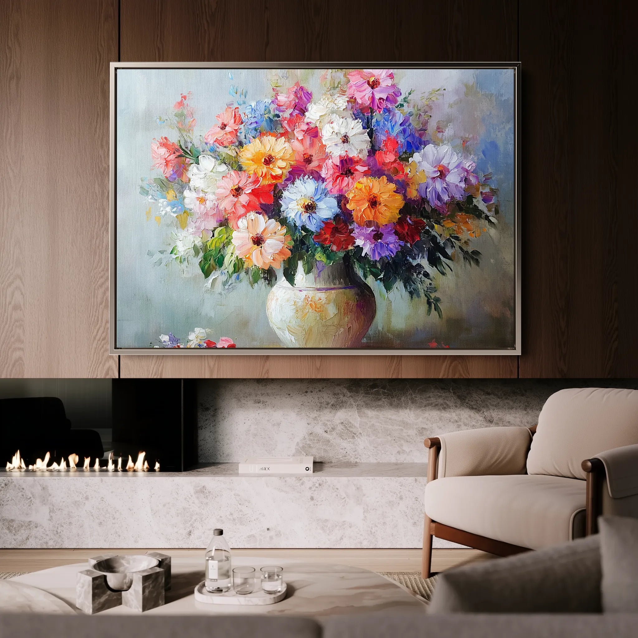 Floral 1080 Canvas Art 18" x 24" / 45 x 60 cm / Black