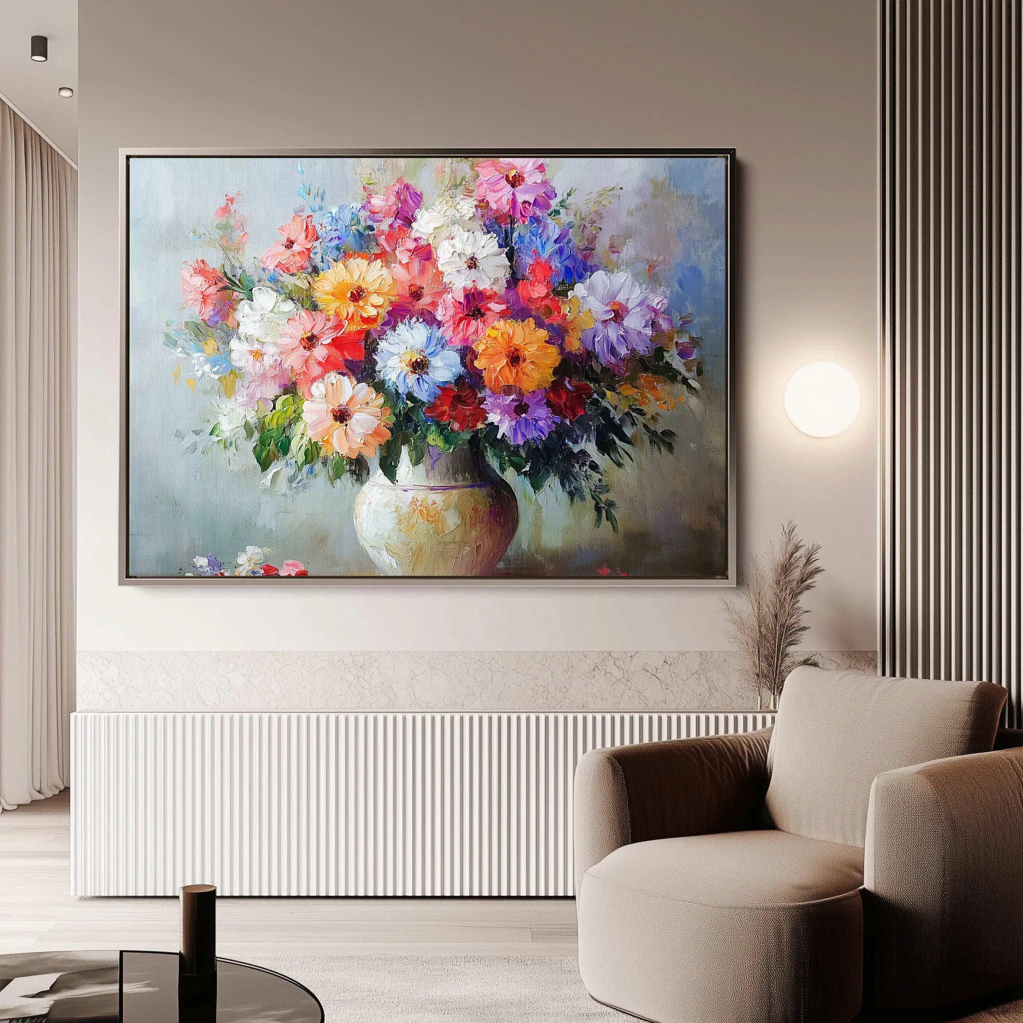 Floral 1080 Canvas Art 18" x 24" / 45 x 60 cm / Black