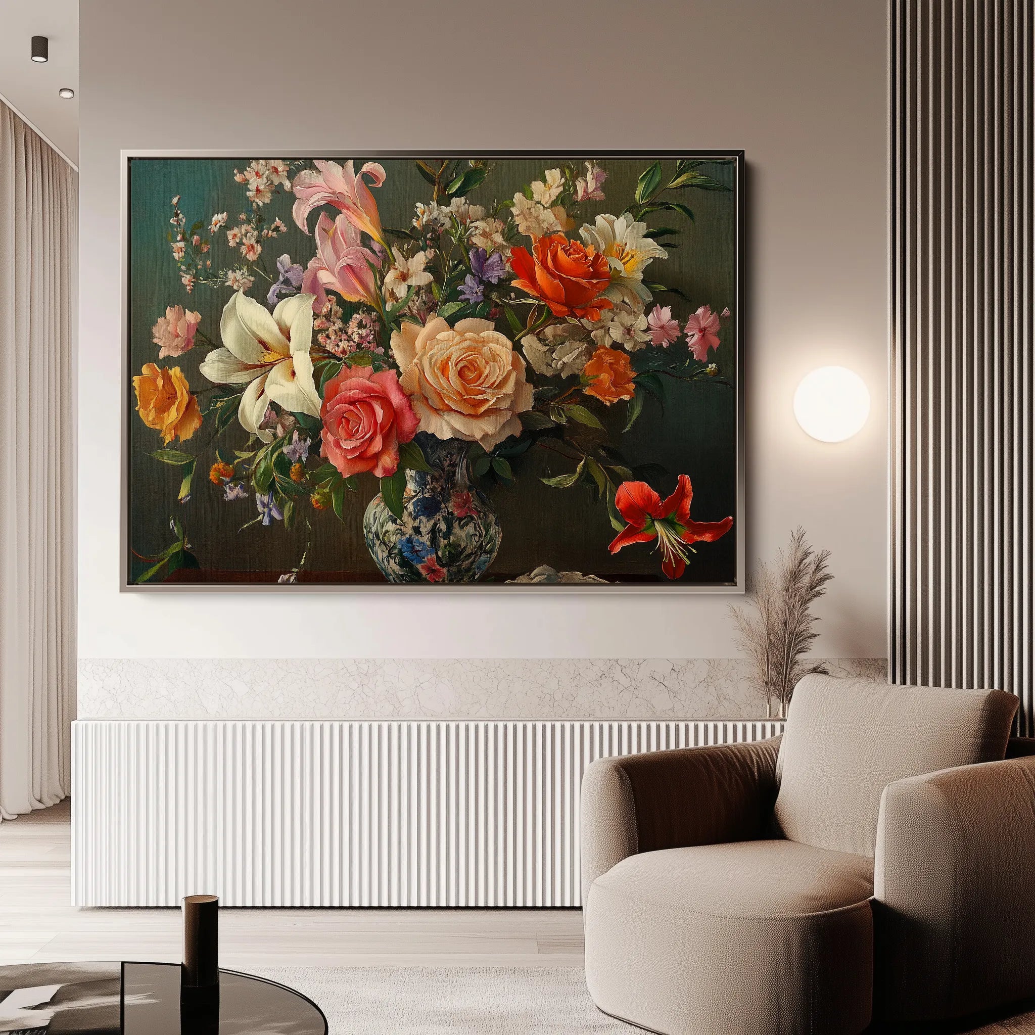 Floral 1082 Canvas Art 18" x 24" / 45 x 60 cm / Black