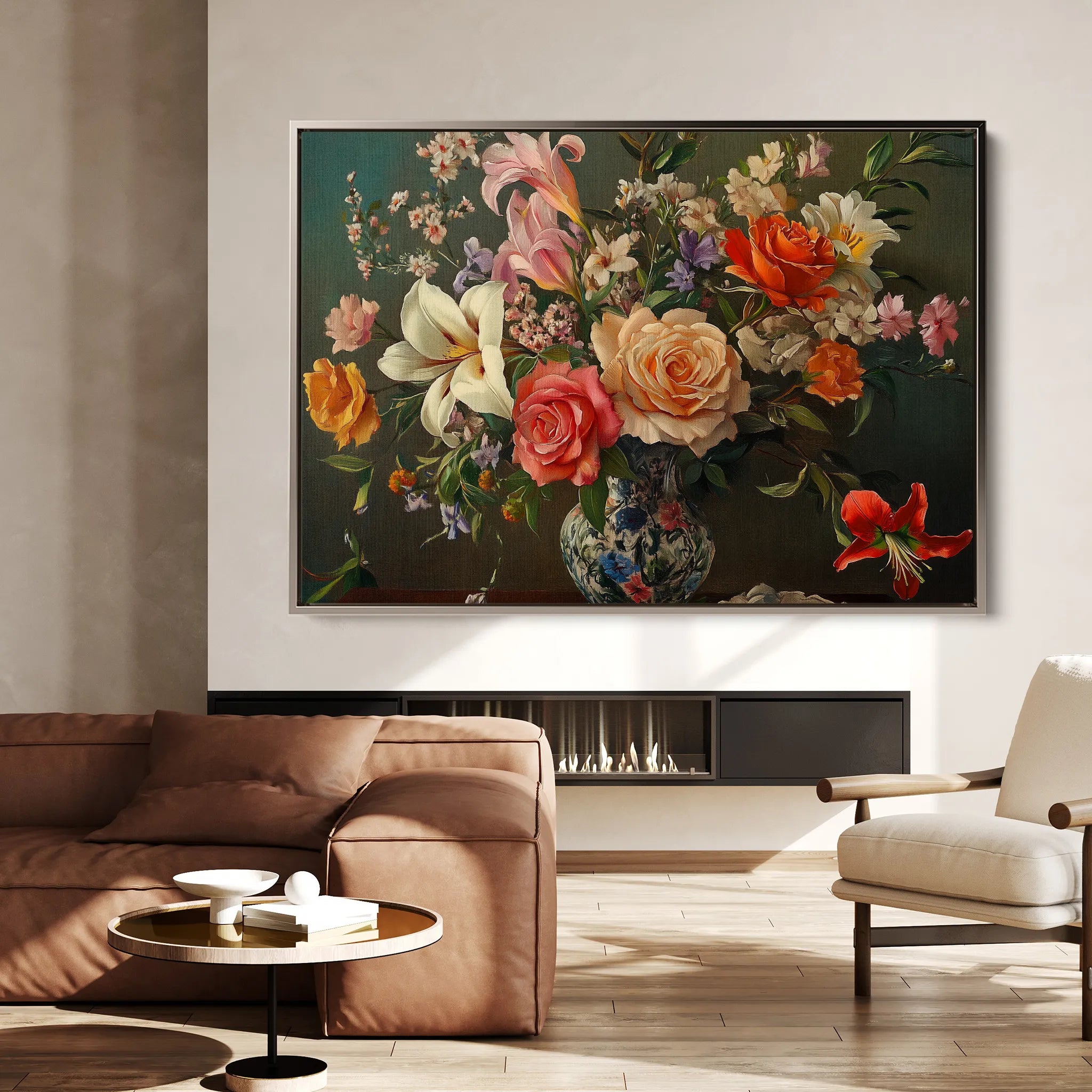 Floral 1082 Canvas Art 18" x 24" / 45 x 60 cm / Black