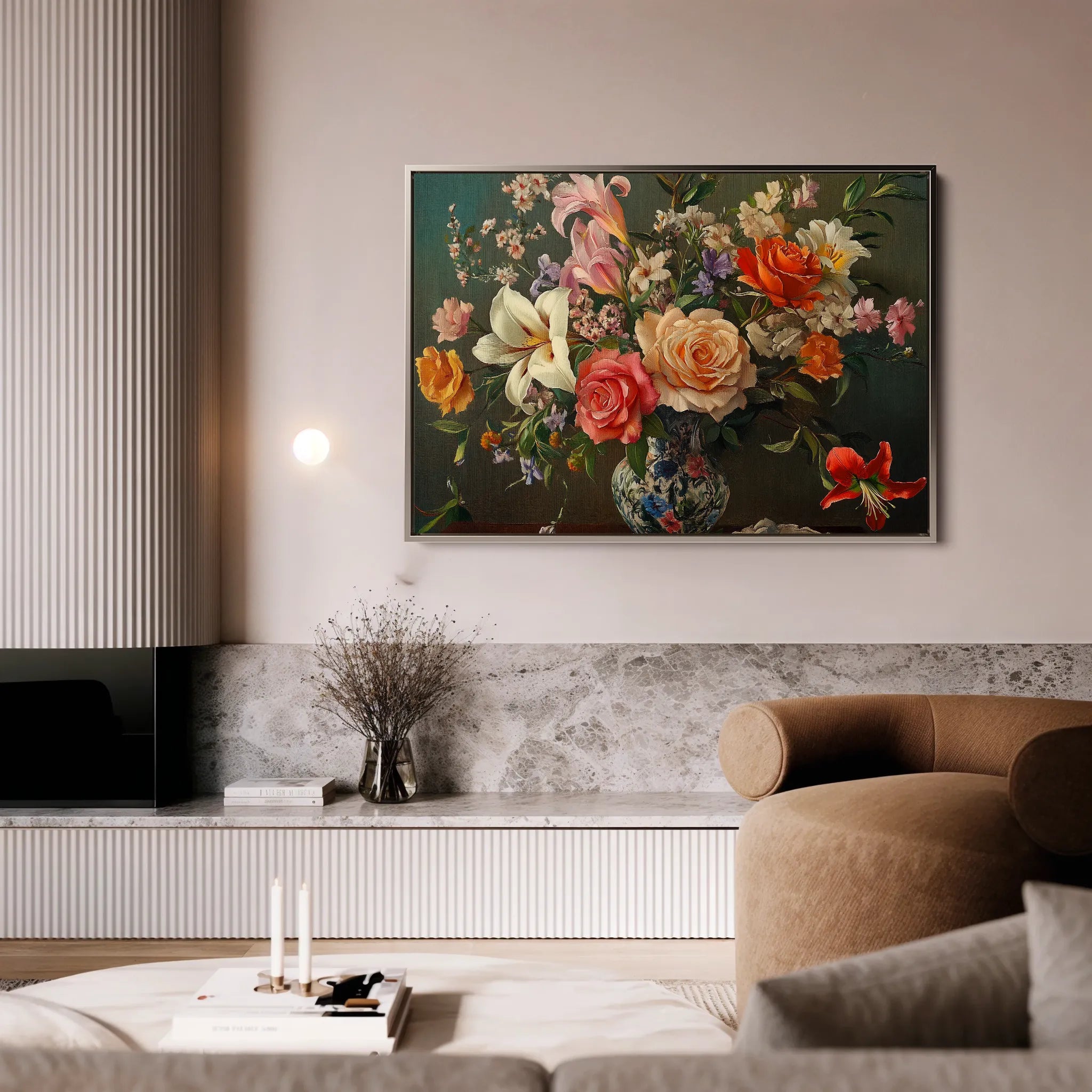 Floral 1082 Canvas Art 18" x 24" / 45 x 60 cm / Black