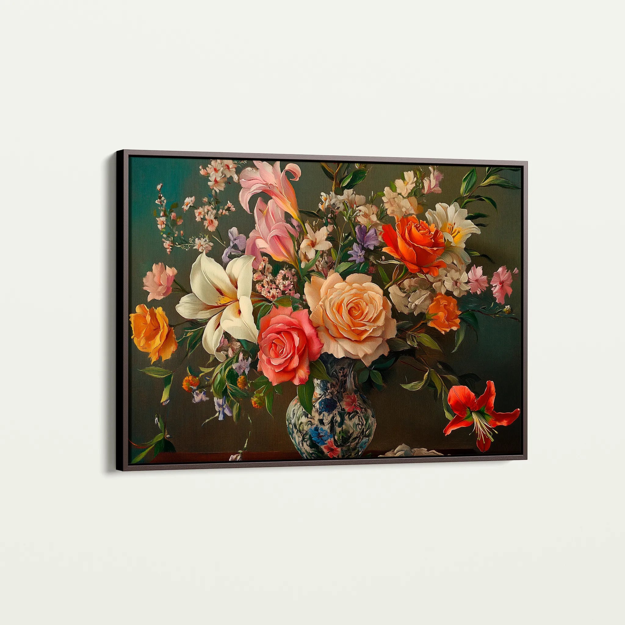 Floral 1082 Canvas Art 18" x 24" / 45 x 60 cm / Black