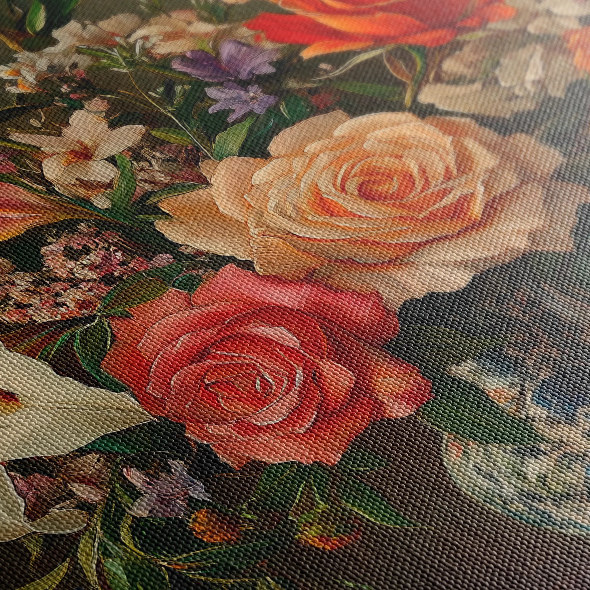 Floral 1082 Canvas Art 18" x 24" / 45 x 60 cm / Black