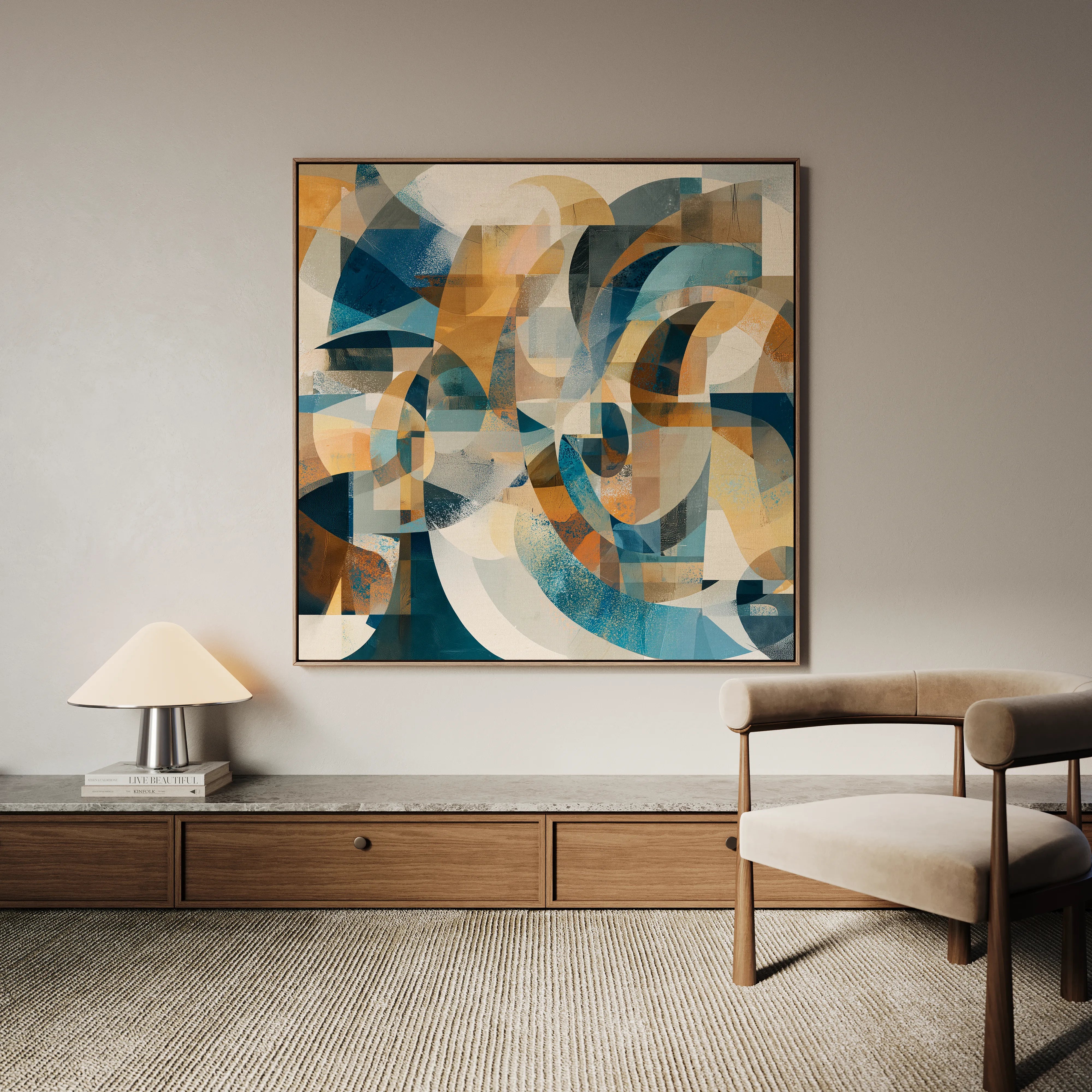 Abstract 1088 Canvas Art 16" x 16" / 40 x 40 cm / Black